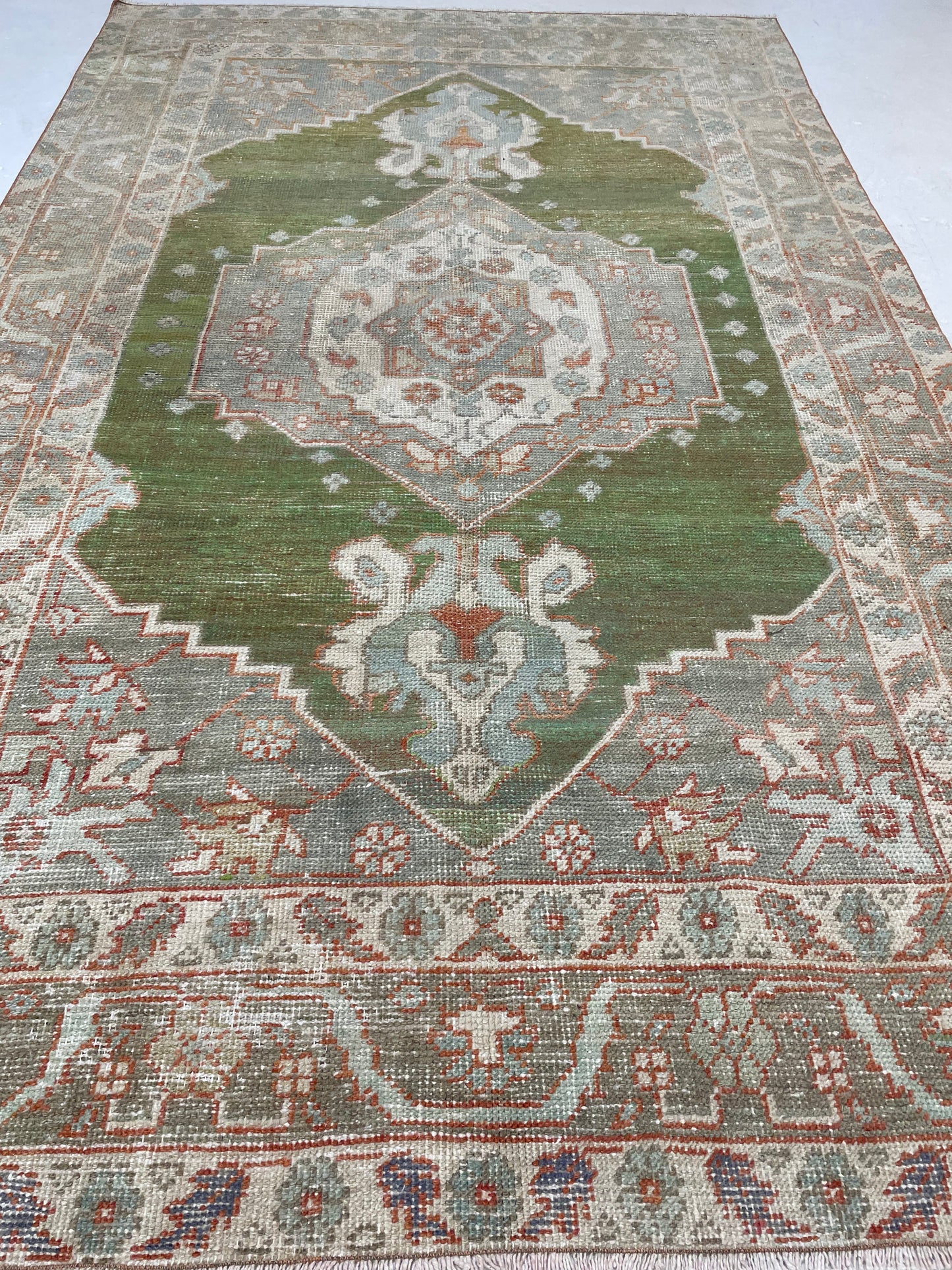 Hand-Knotted Wool Rug Turkish Oushak 5'3" x 8'5"
