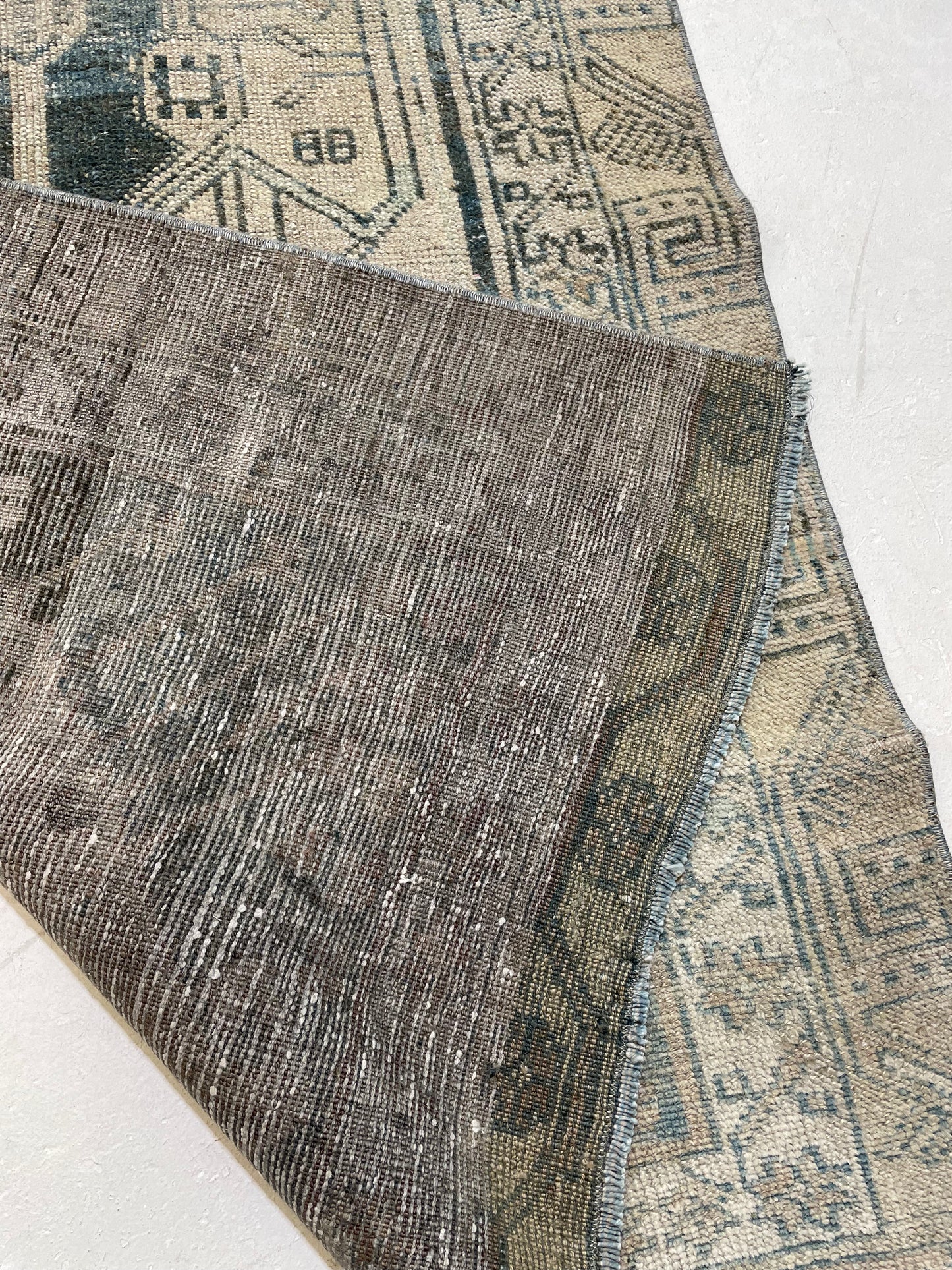 Hand-Knotted Wool Runner Turkish Oushak 3'1" x 11'