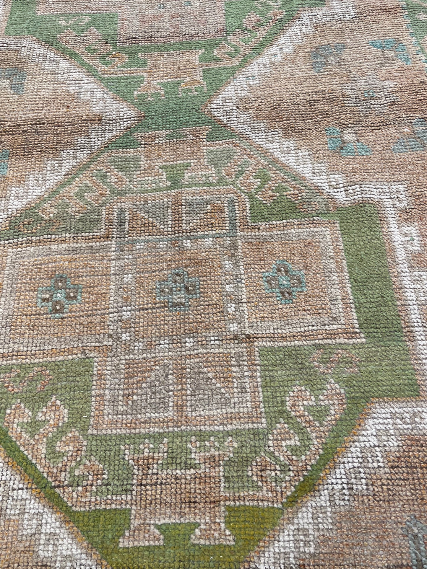Hand-Knotted Wool Runner Turkish Oushak 3'10" x 10'2"