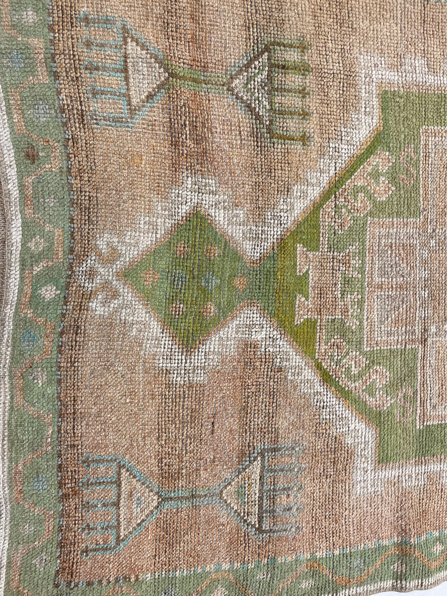 Hand-Knotted Wool Runner Turkish Oushak 3'10" x 10'2"