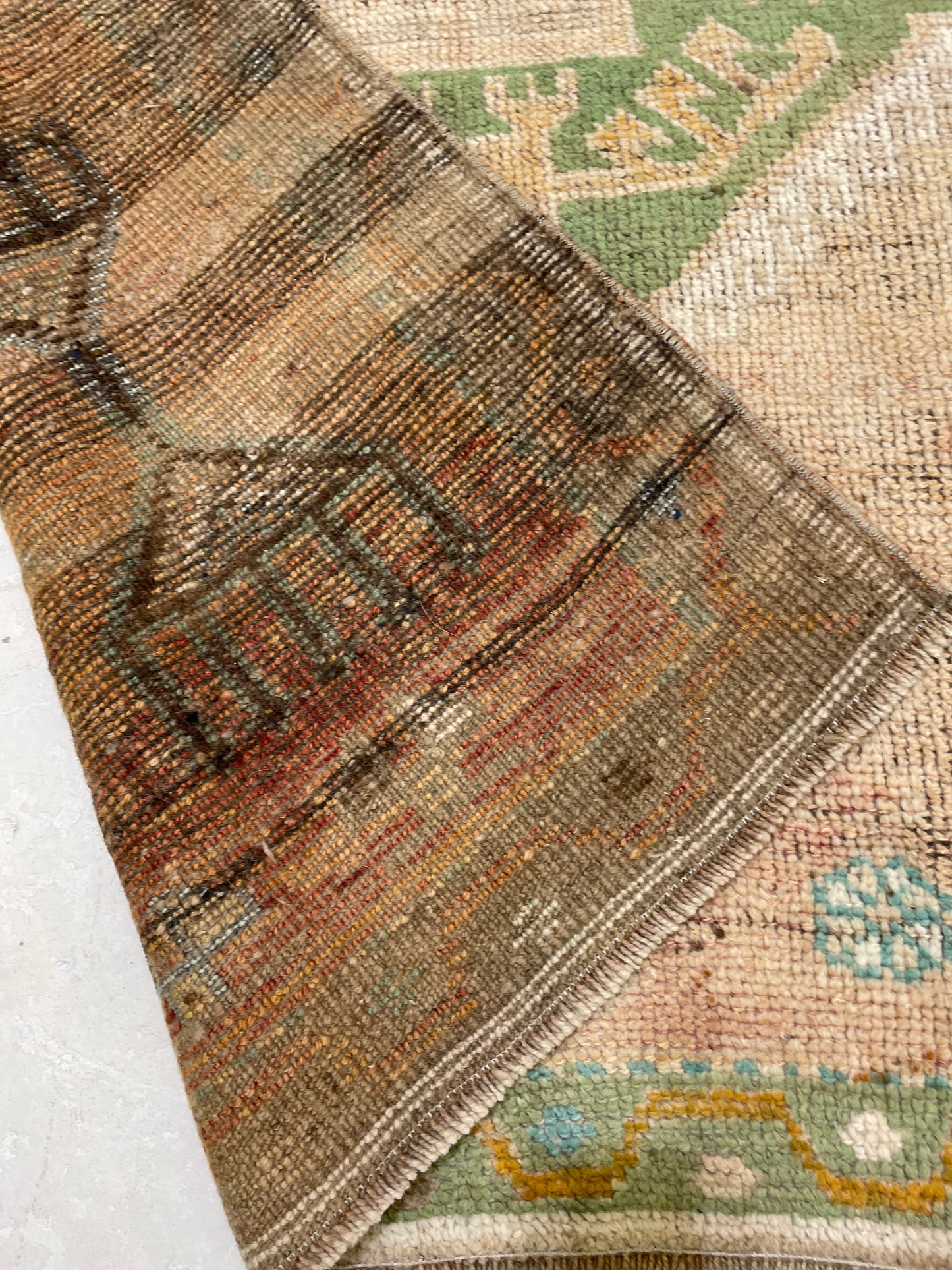 Hand-Knotted Wool Runner Turkish Oushak 3'10" x 10'2"