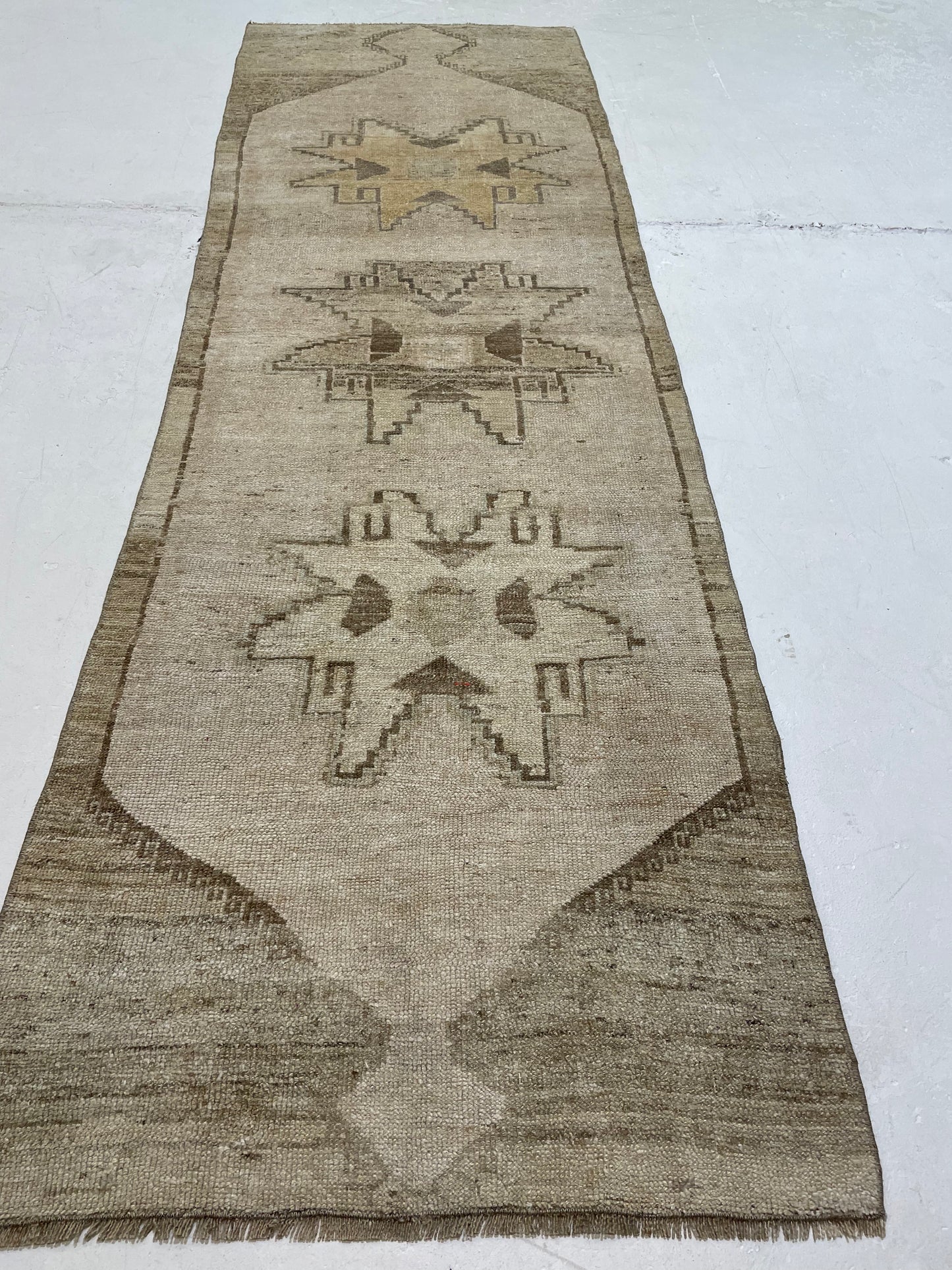 Hand-Knotted Wool Runner Turkish Oushak 2'8" x 8'6"