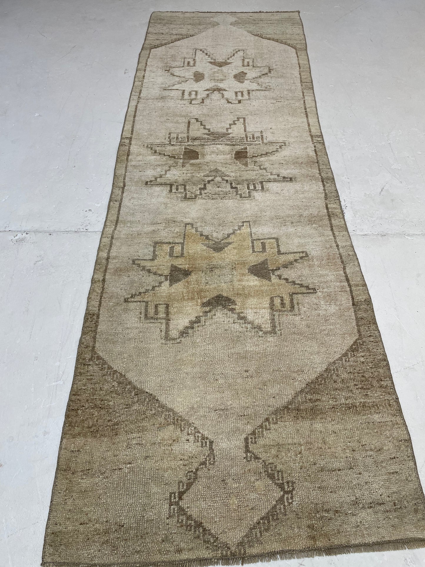 Hand-Knotted Wool Runner Turkish Oushak 2'8" x 8'6"