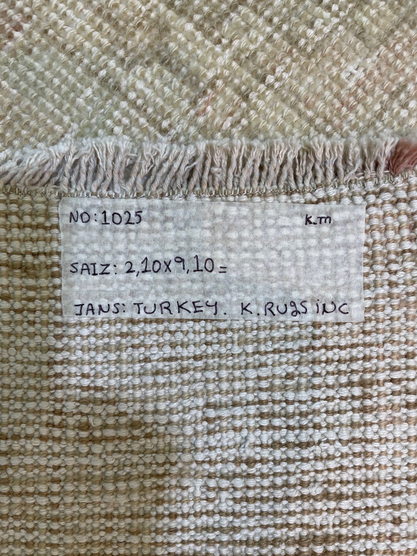 Hand-Knotted Wool Runner Turkish Oushak 2'10" x 9'10"