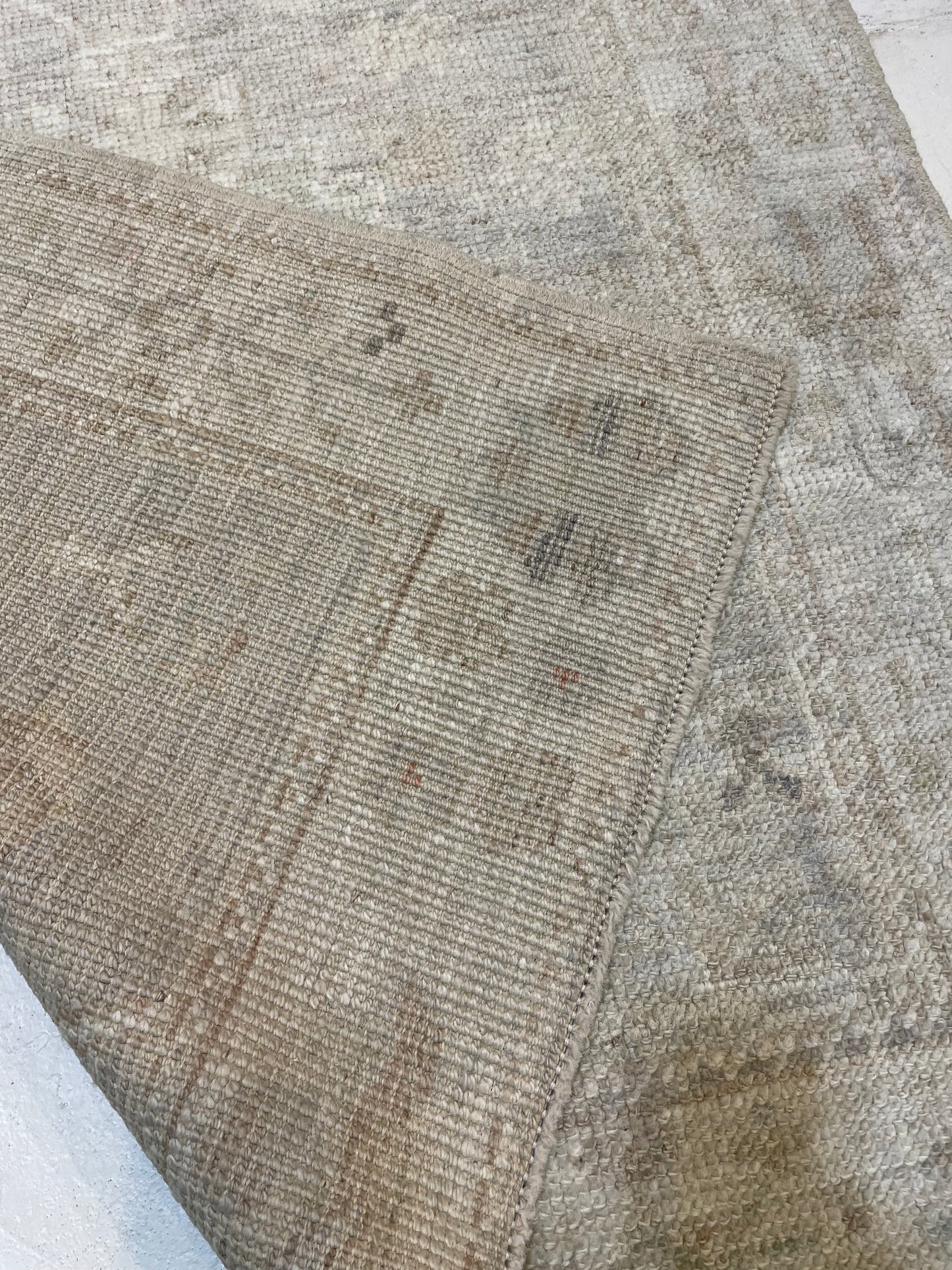 Hand-Knotted Wool Runner Turkish Oushak 3'4" x 8'3"