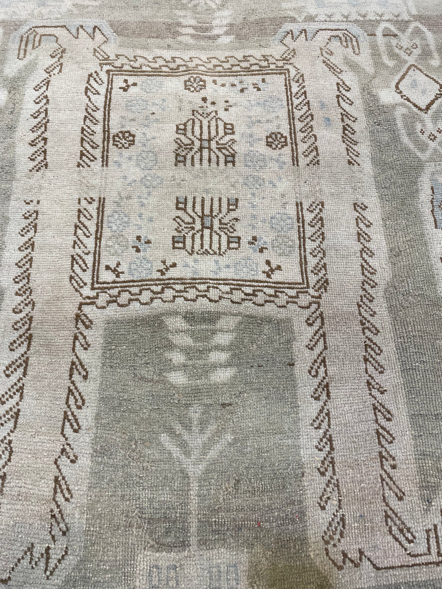 Hand-Knotted Wool Runner Turkish Oushak 3'3" x 9'