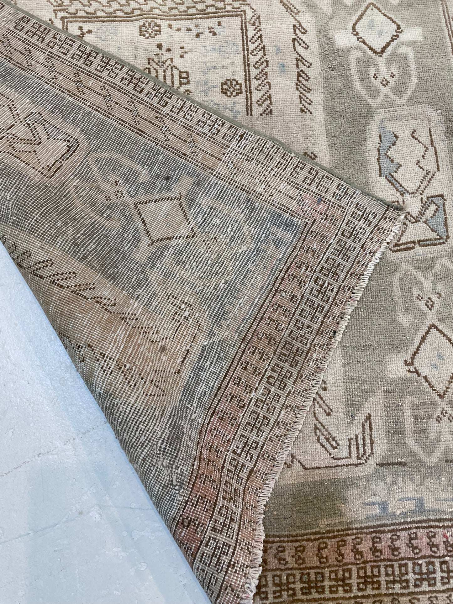 Hand-Knotted Wool Runner Turkish Oushak 3'3" x 9'