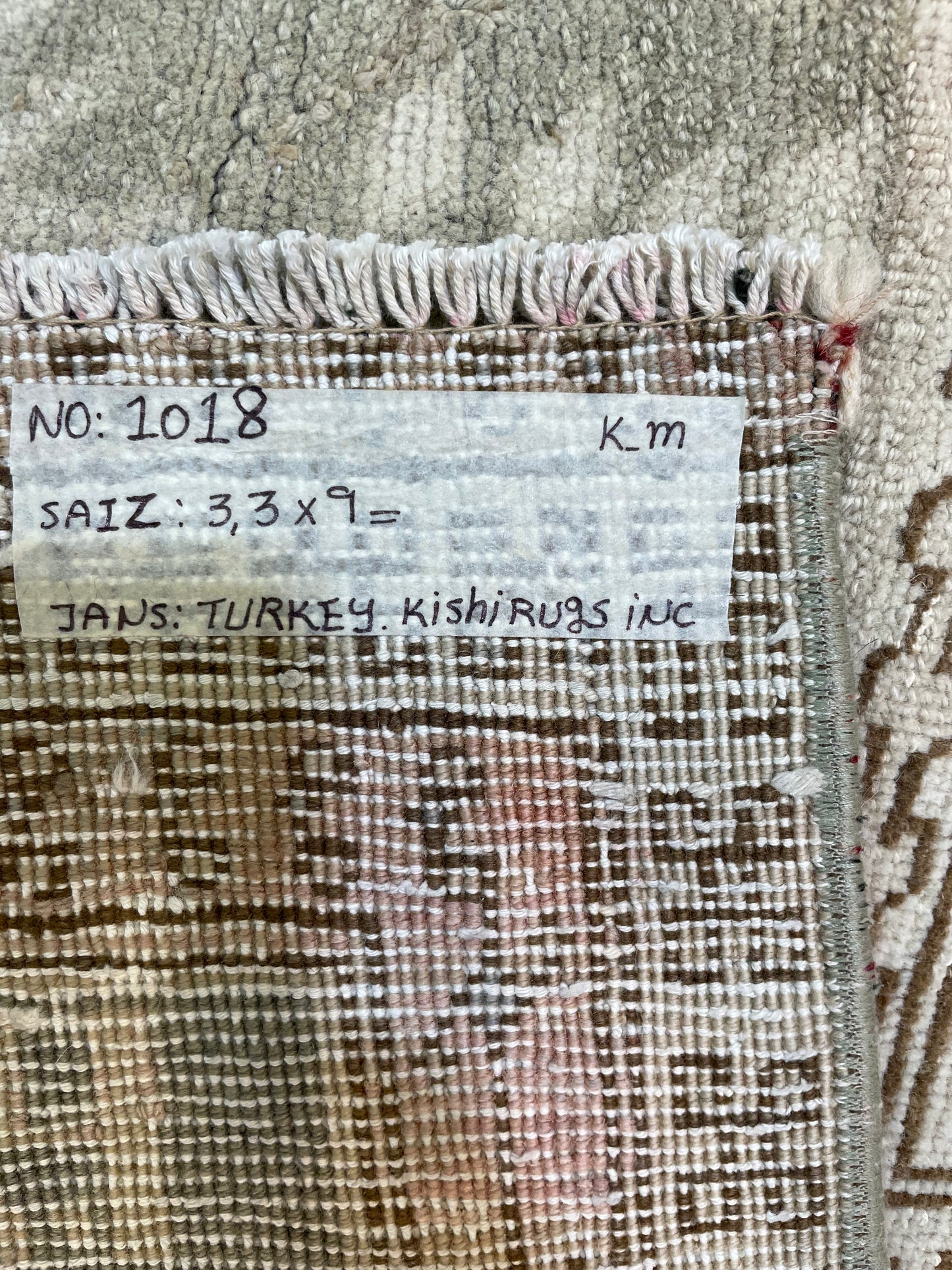 Hand-Knotted Wool Runner Turkish Oushak 3'3" x 9'