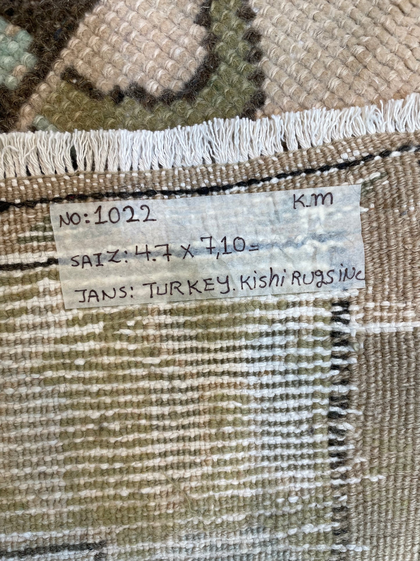 Hand-Knotted Wool Rug Turkish Oushak 4'7" x 7'10"