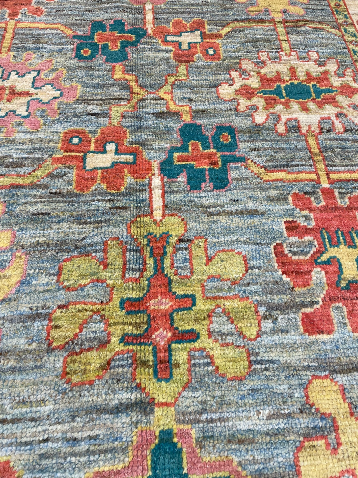 Hand-Knotted Wool Runner Turkish Oushak 5' x 7'