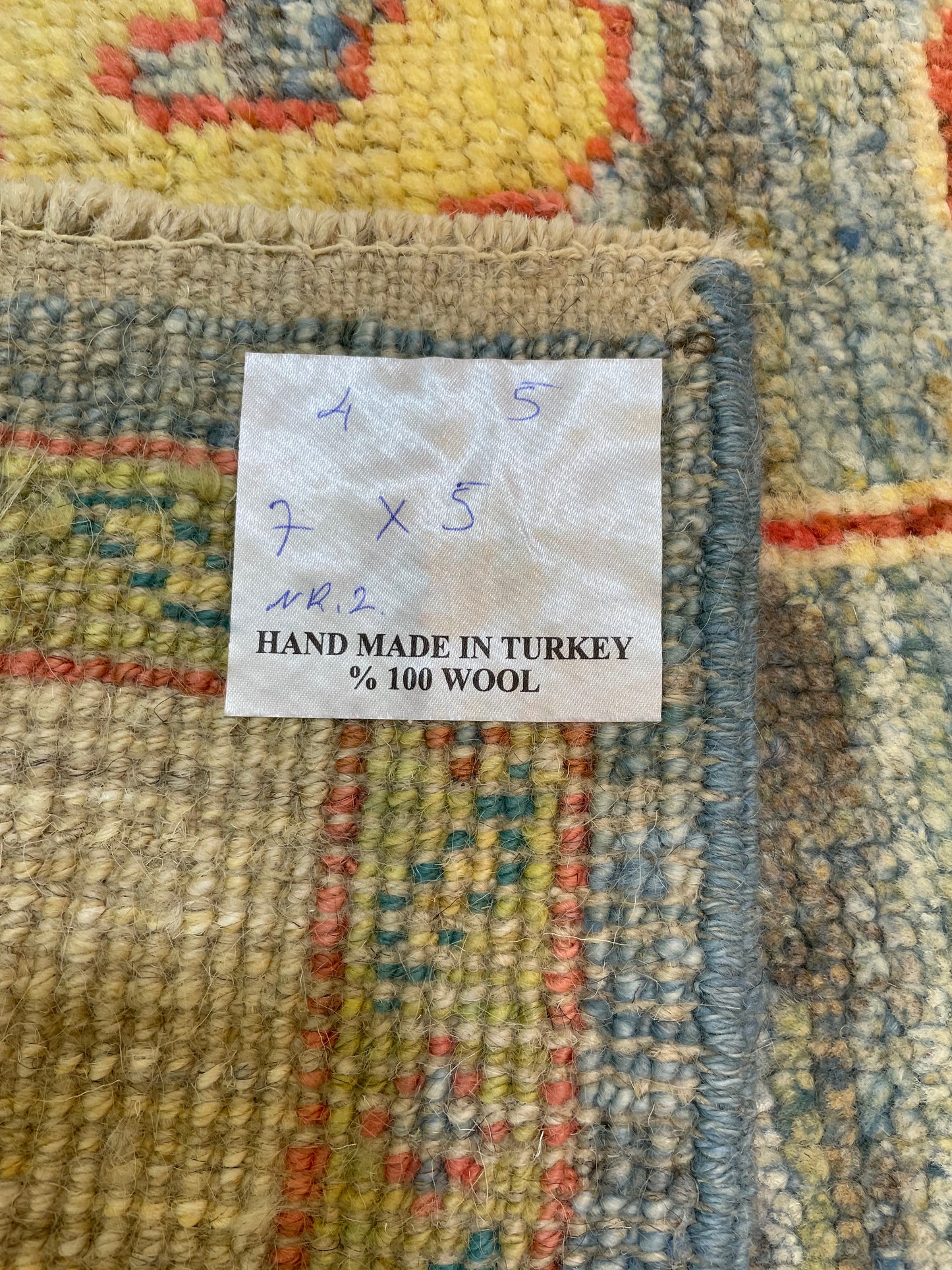 Hand-Knotted Wool Runner Turkish Oushak 5' x 7'