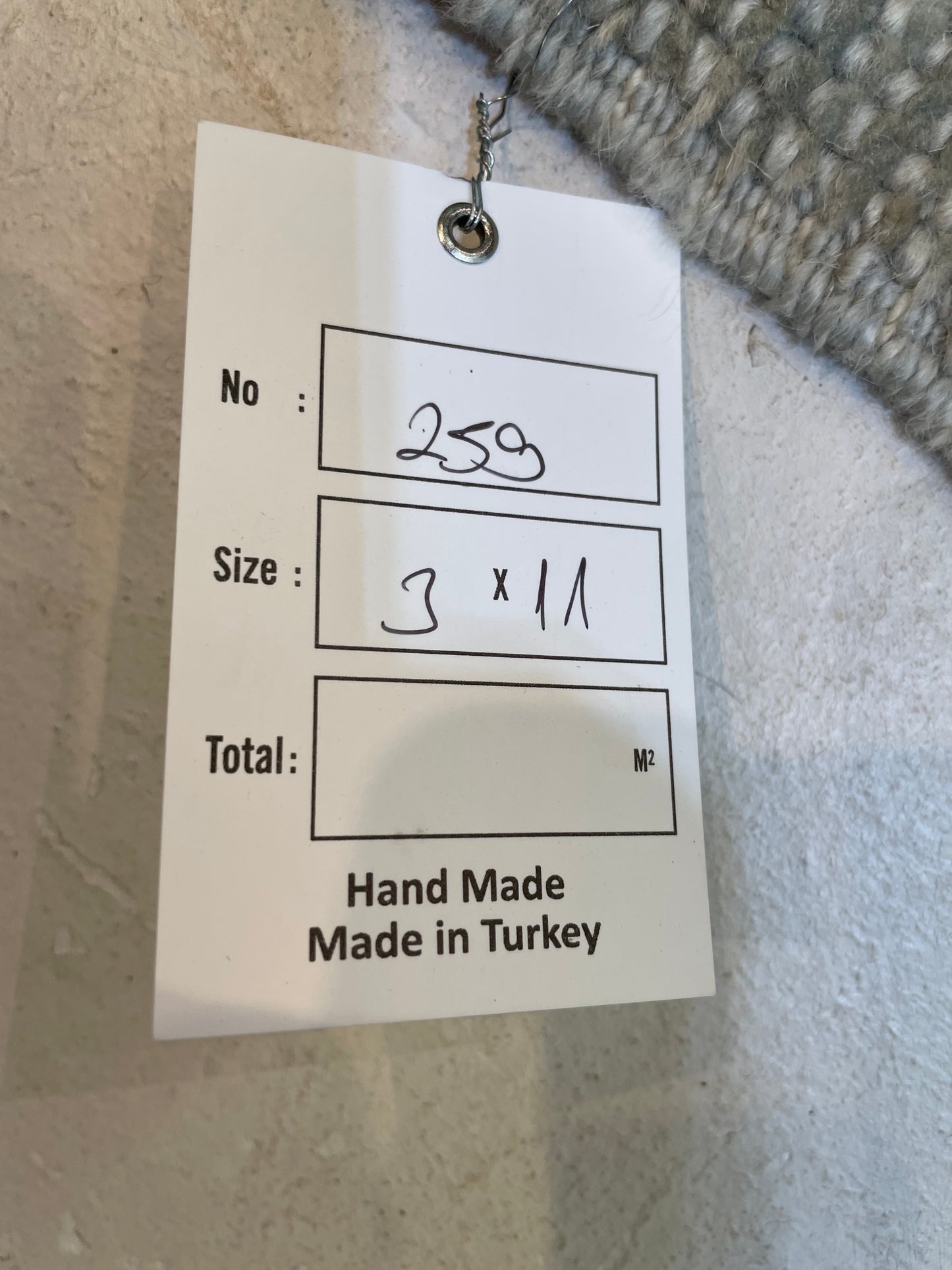 Hand-Knotted Wool Runner Turkish Oushak 3' x 11'