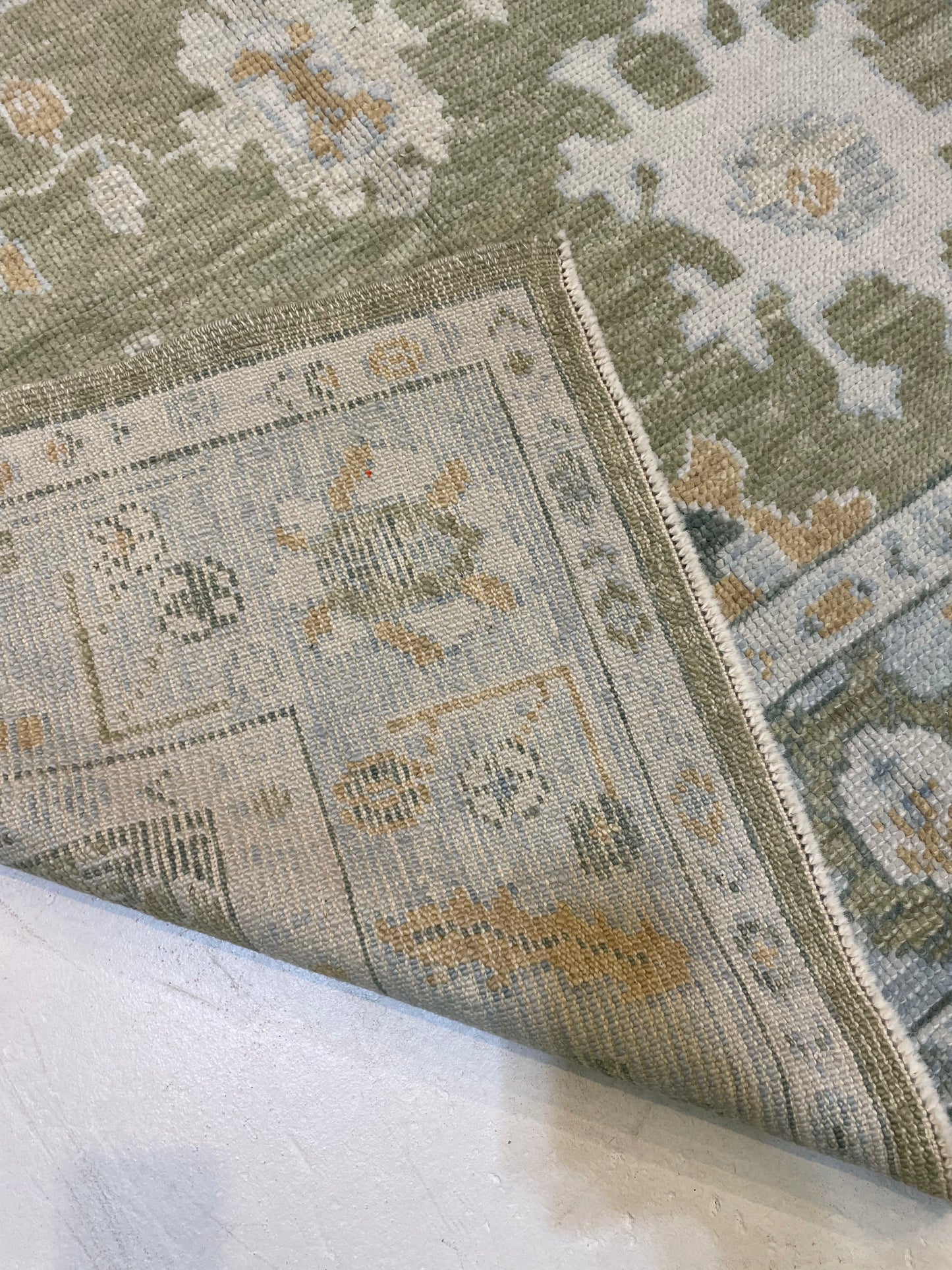 Hand-Knotted Wool Rug Turkish Oushak 5'2" x 7'6"