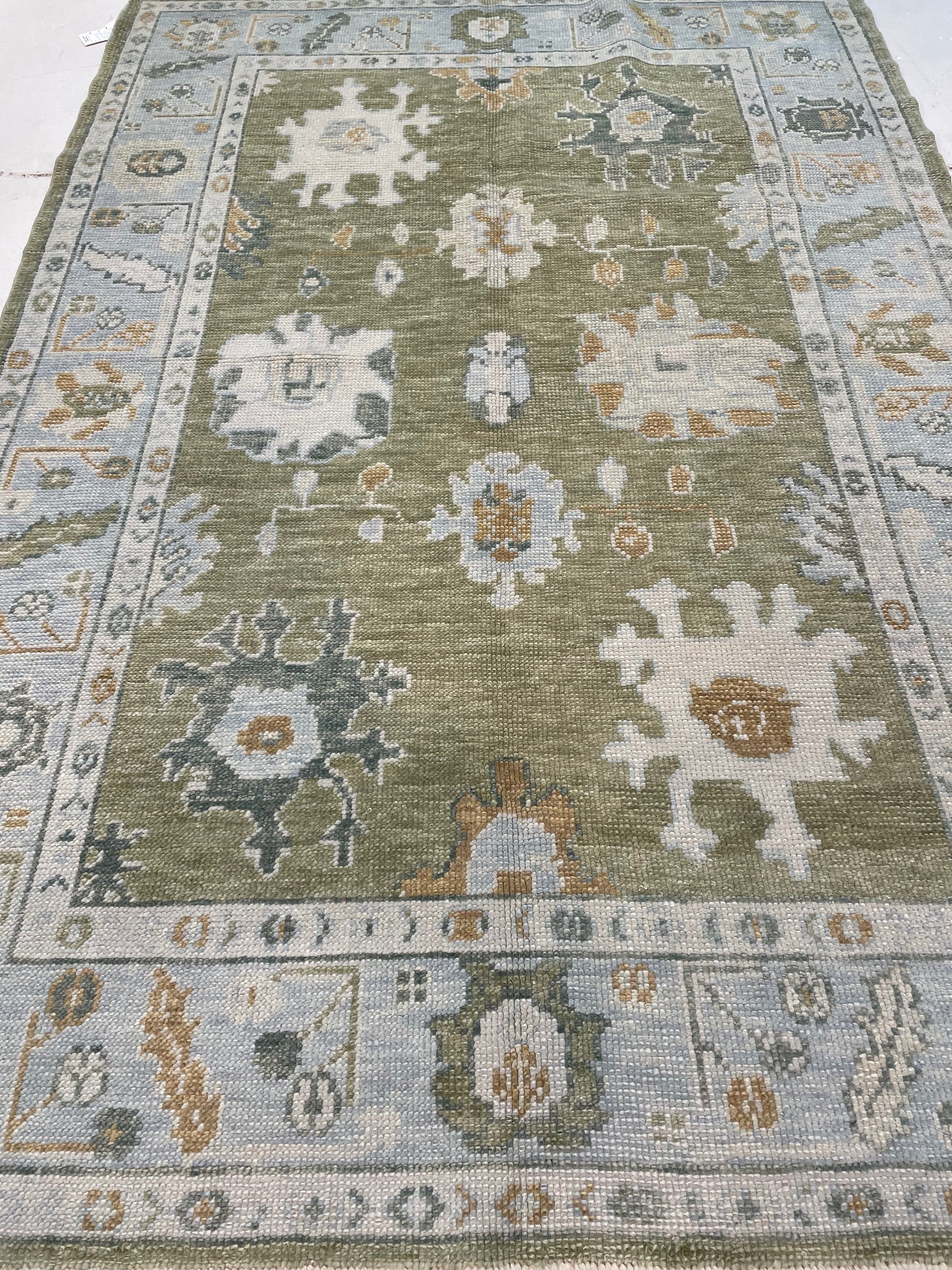 Hand-Knotted Wool Rug Turkish Oushak 5'2" x 7'6"