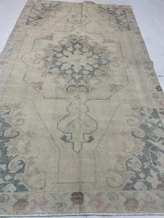 Hand-Knotted Wool Rug Turkish Oushak 4'3" x 7'4"