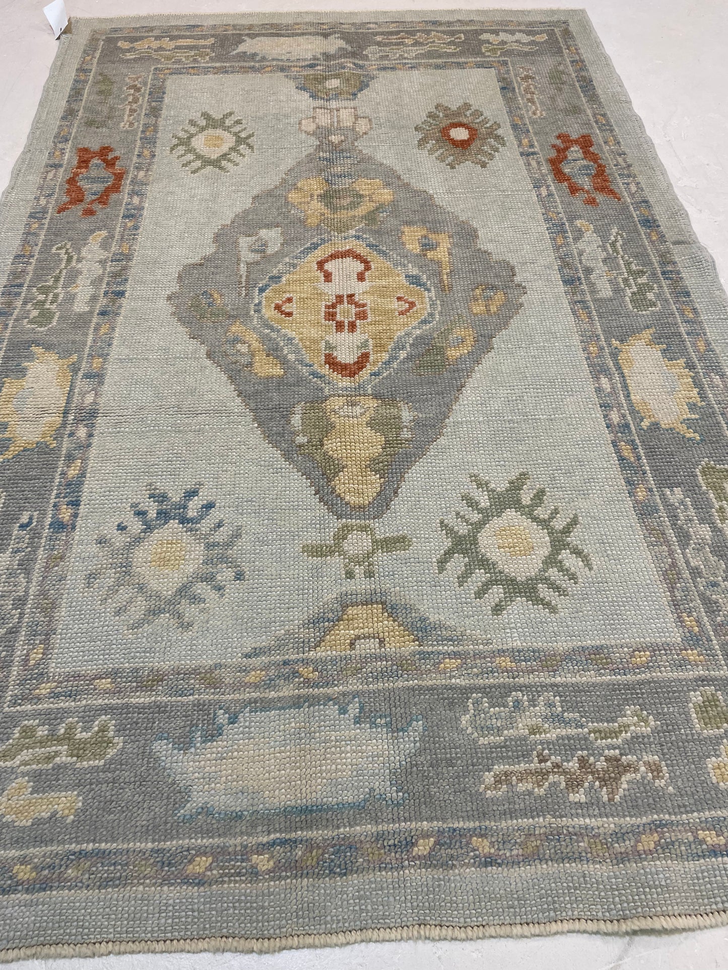 Hand-Knotted Wool Rug Turkish Oushak 4'1" x 6'3"