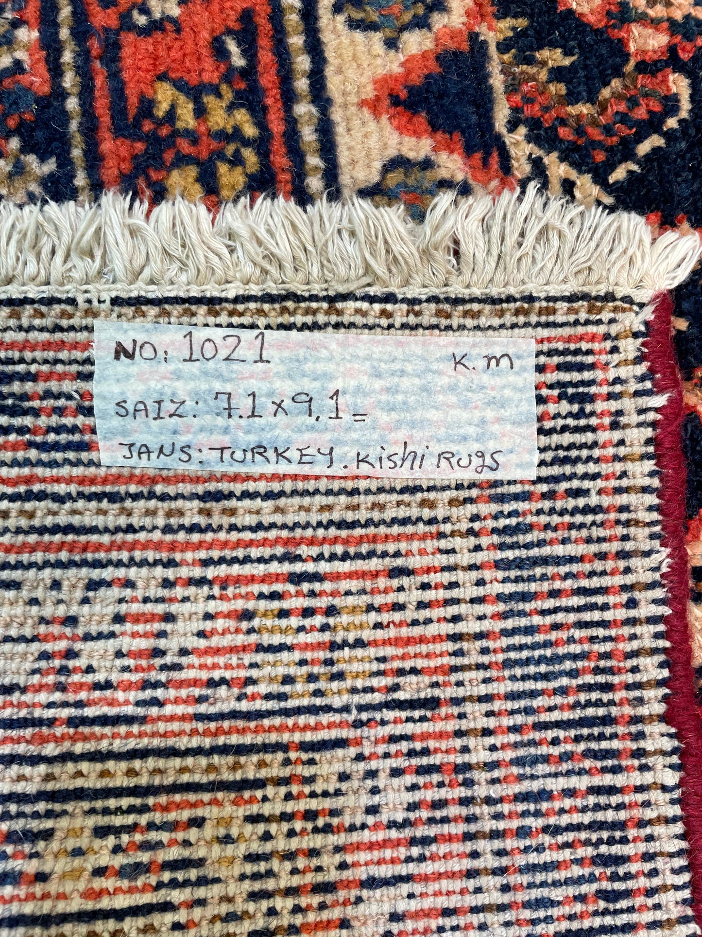 Hand-Knotted Wool Rug Turkish Oushak 7'1" x 9'1"