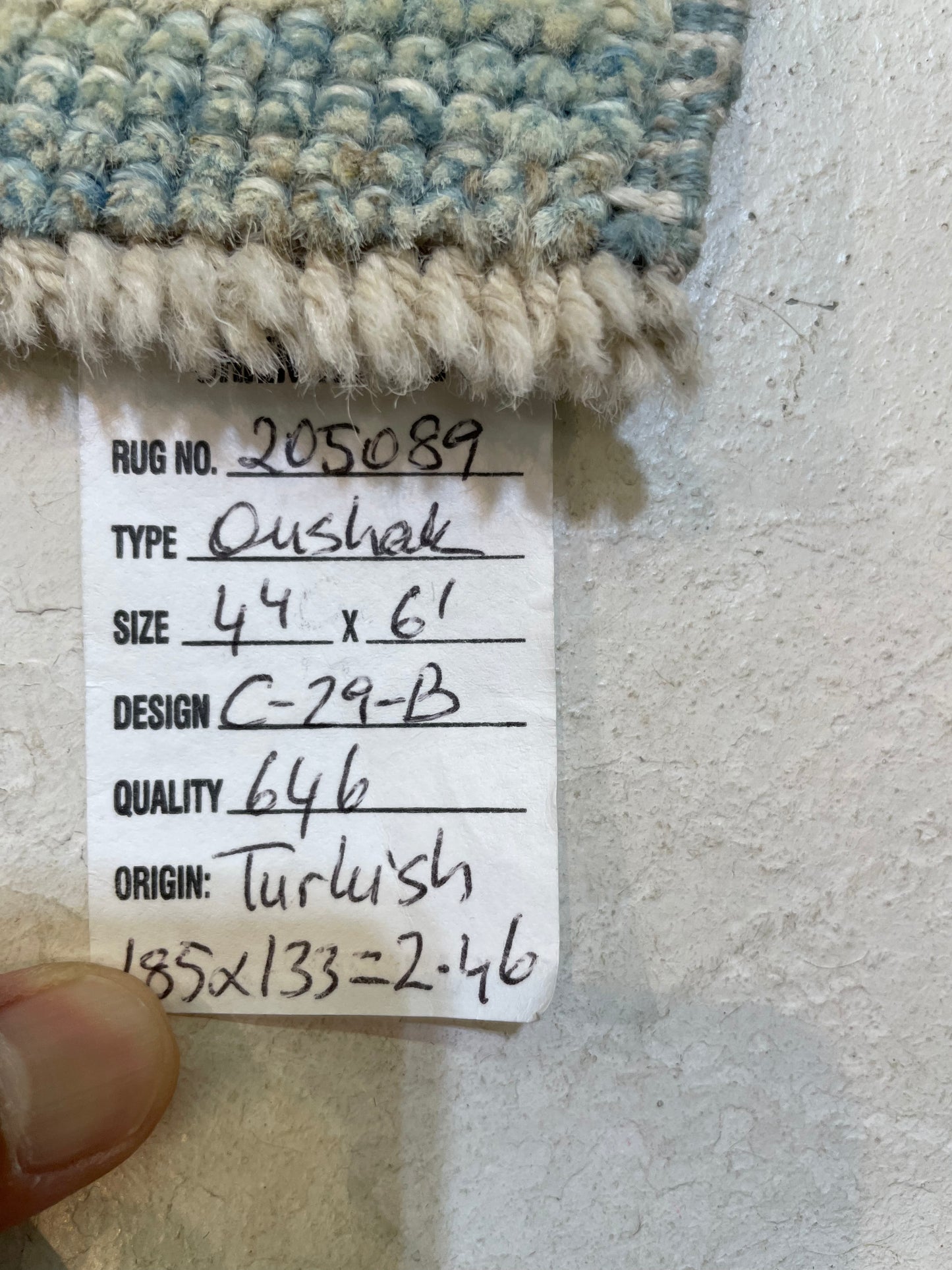 Hand-Knotted Wool Rug Turkish Oushak 4'4" x 6'1"