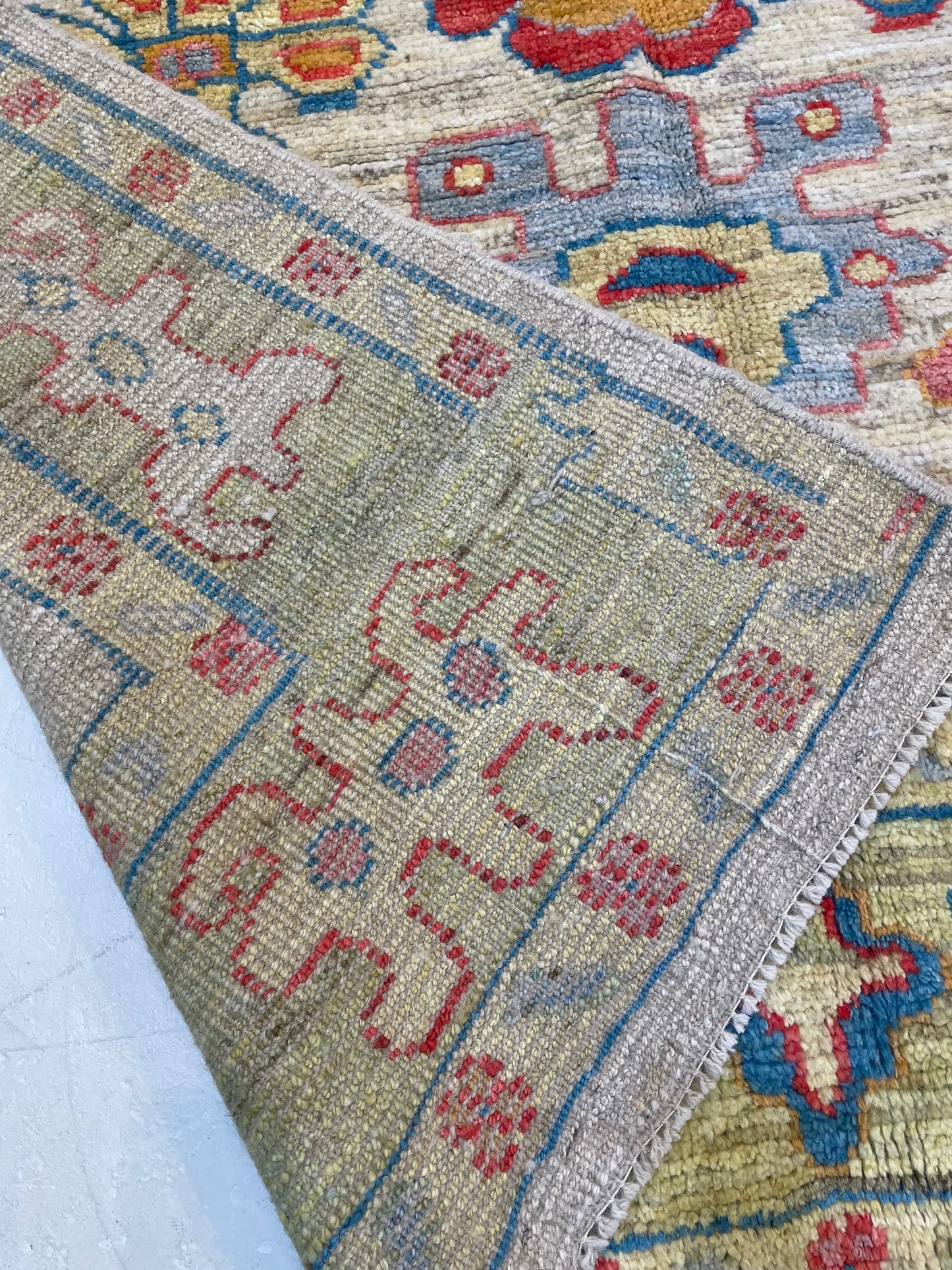 Hand-Knotted Wool Rug Turkish Oushak 5' x 6'