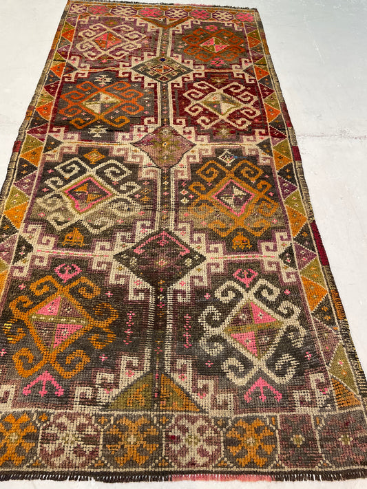 Hand-Knotted Wool Rug Turkish Oushak 3'7" x 7'7"
