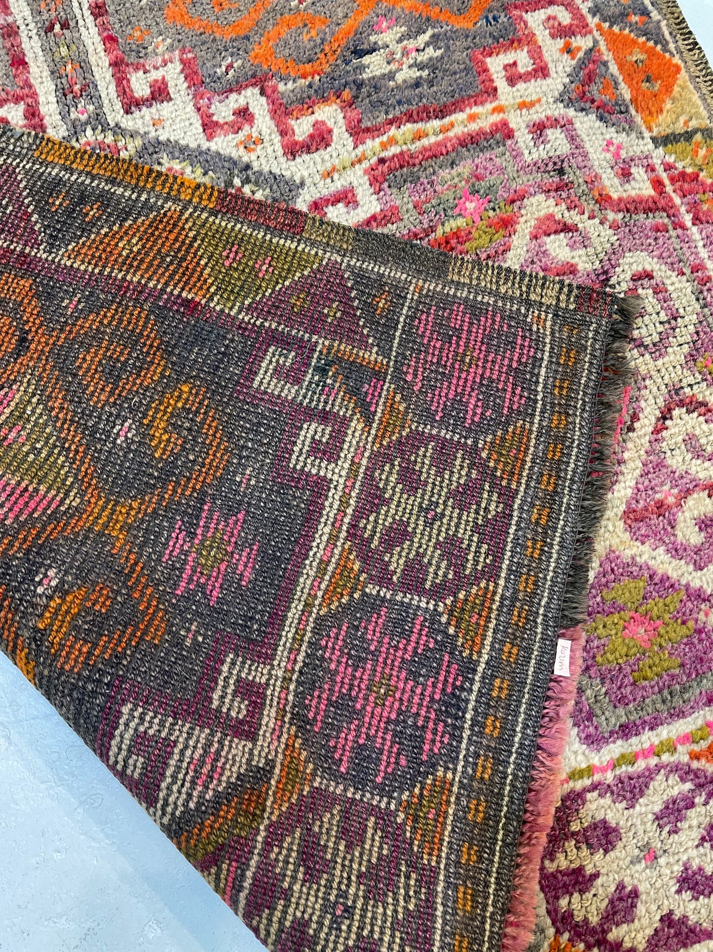 Hand-Knotted Wool Rug Turkish Oushak 3'7" x 7'7"