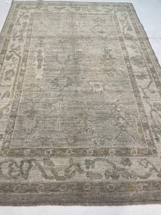 Hand-Knotted Wool Rug Turkish Oushak 4'1" x 5'11"