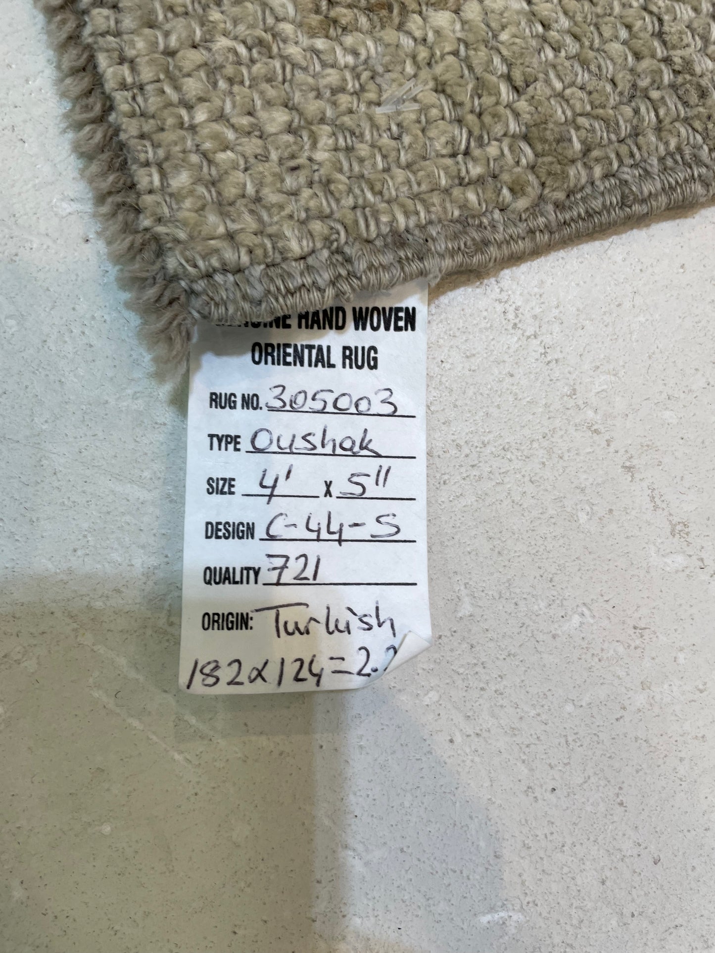 Hand-Knotted Wool Rug Turkish Oushak 4'1" x 5'11"