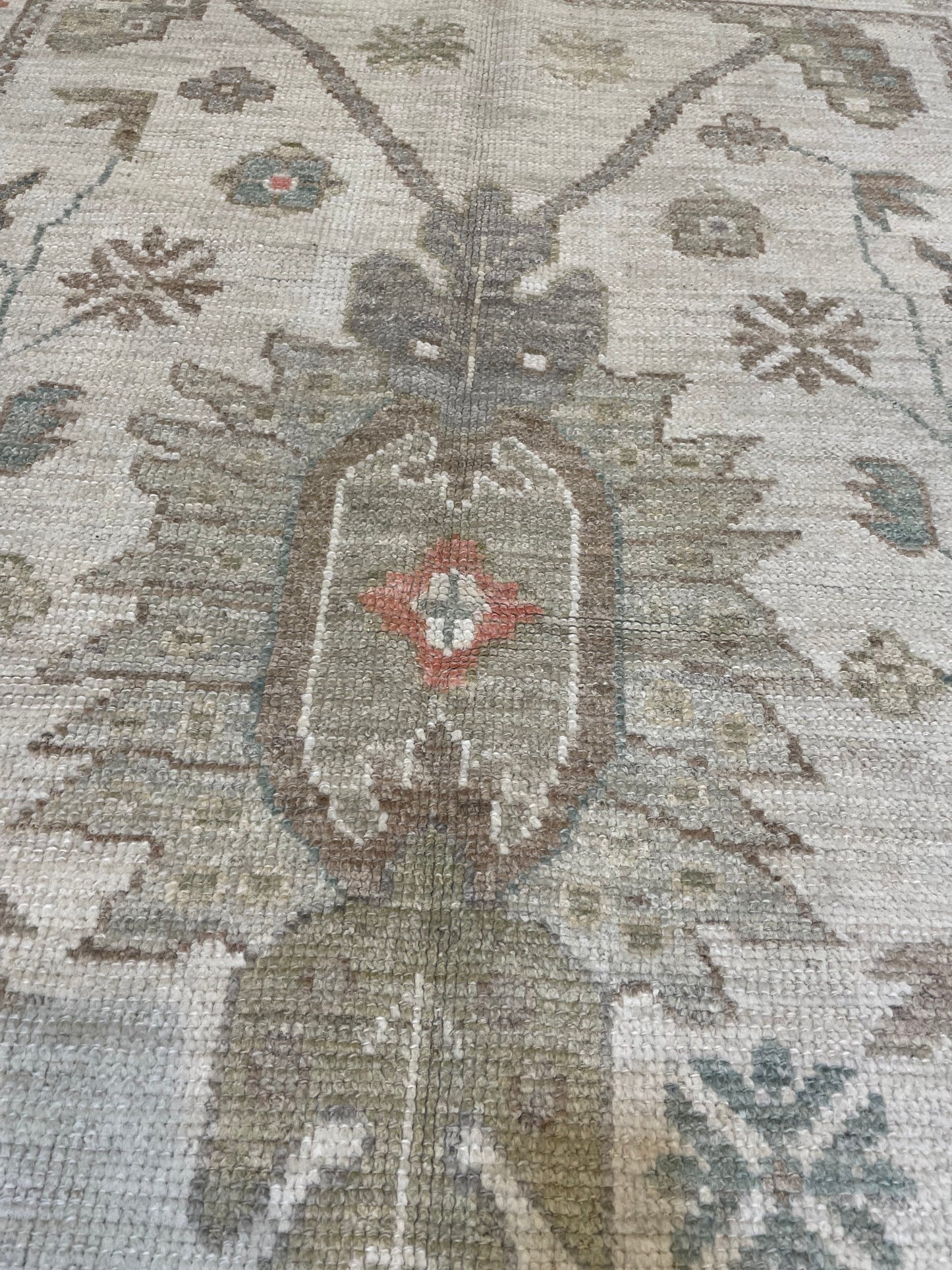 Hand-Knotted Wool Rug Turkish Oushak 4'1" x 5'11"