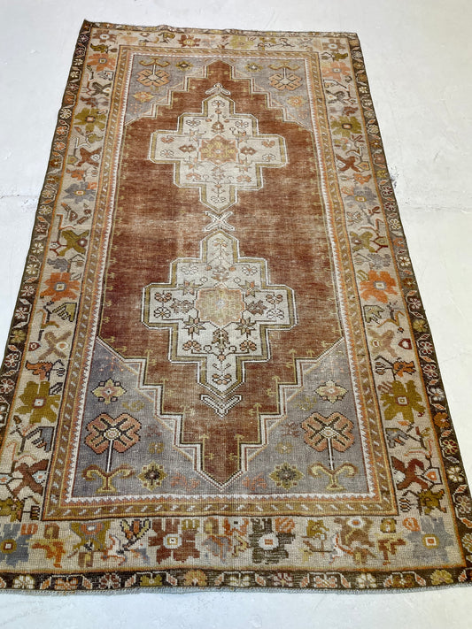 Hand-Knotted Wool Rug Turkish Oushak 3'5" x 6'1"