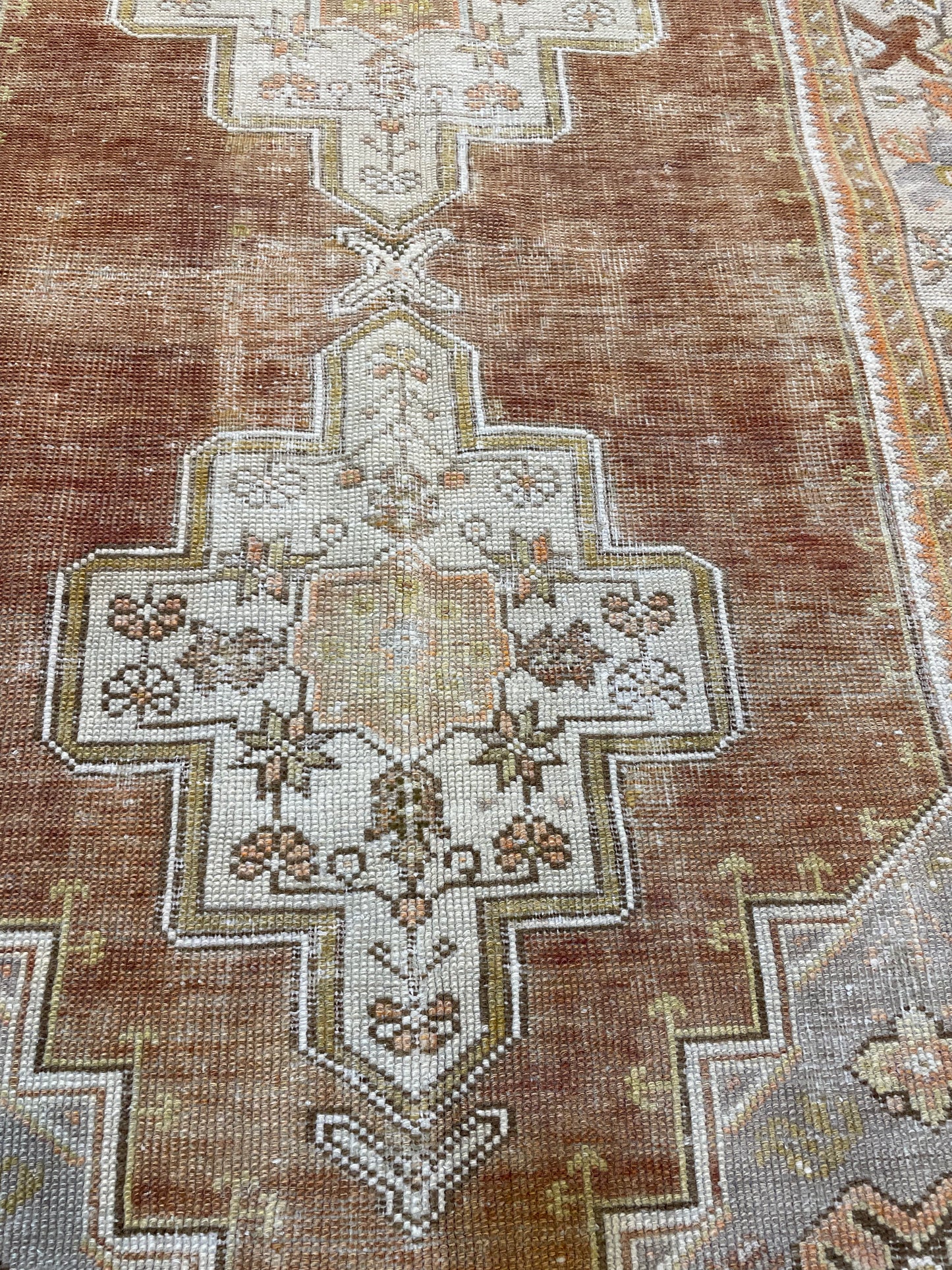 Hand-Knotted Wool Rug Turkish Oushak 3'5" x 6'1"