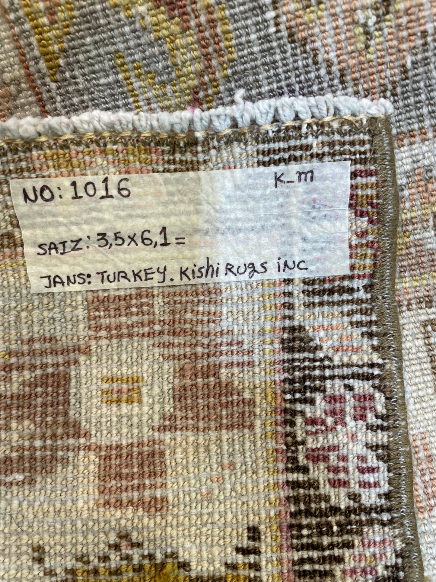 Hand-Knotted Wool Rug Turkish Oushak 3'5" x 6'1"
