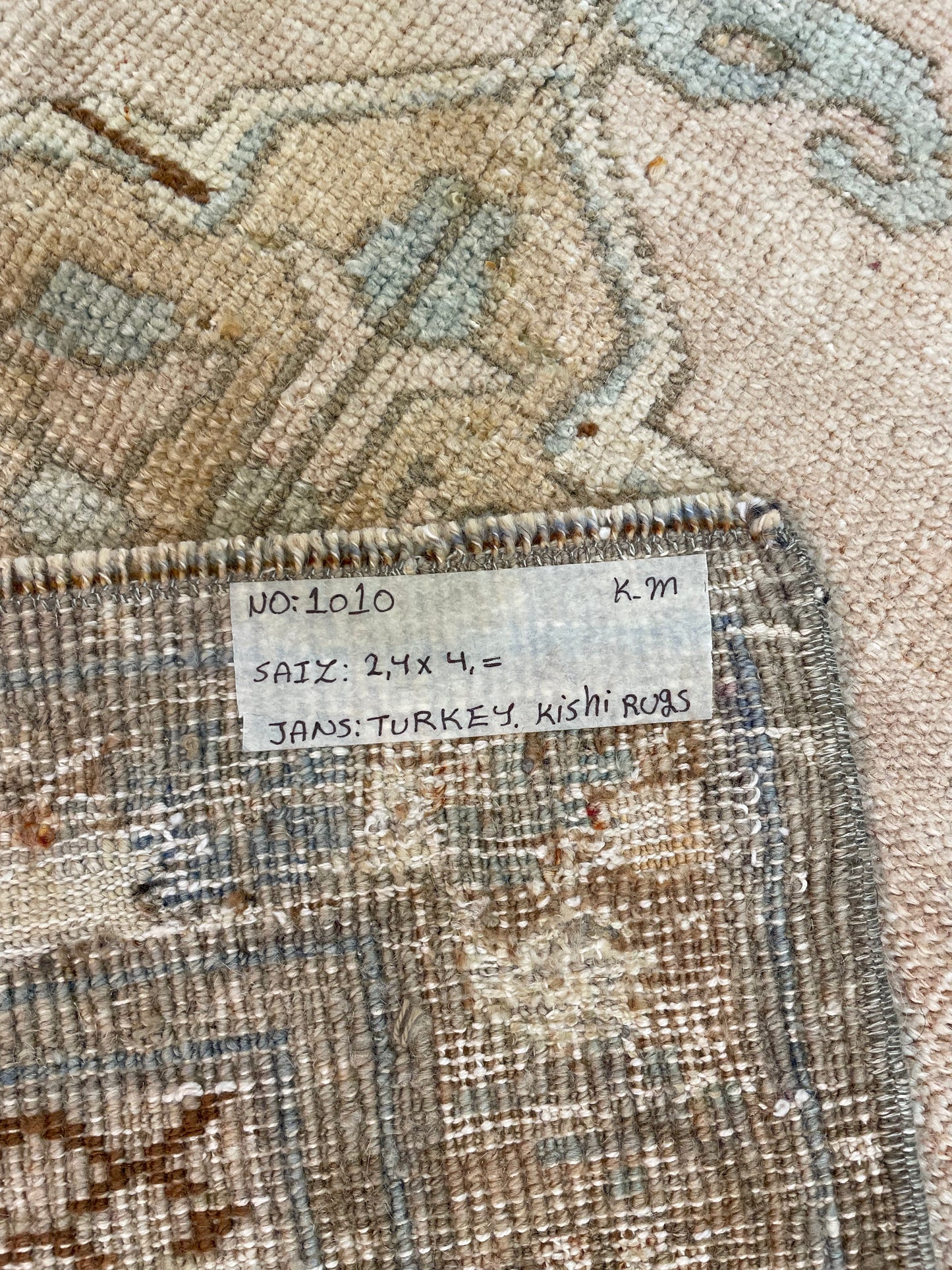 Hand-Knotted Wool Rug Turkish Oushak 2'4" x 4'