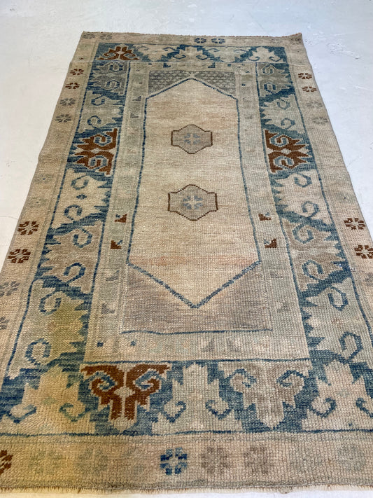 Hand-Knotted Wool Rug Turkish Oushak 2'6" x 4'5"