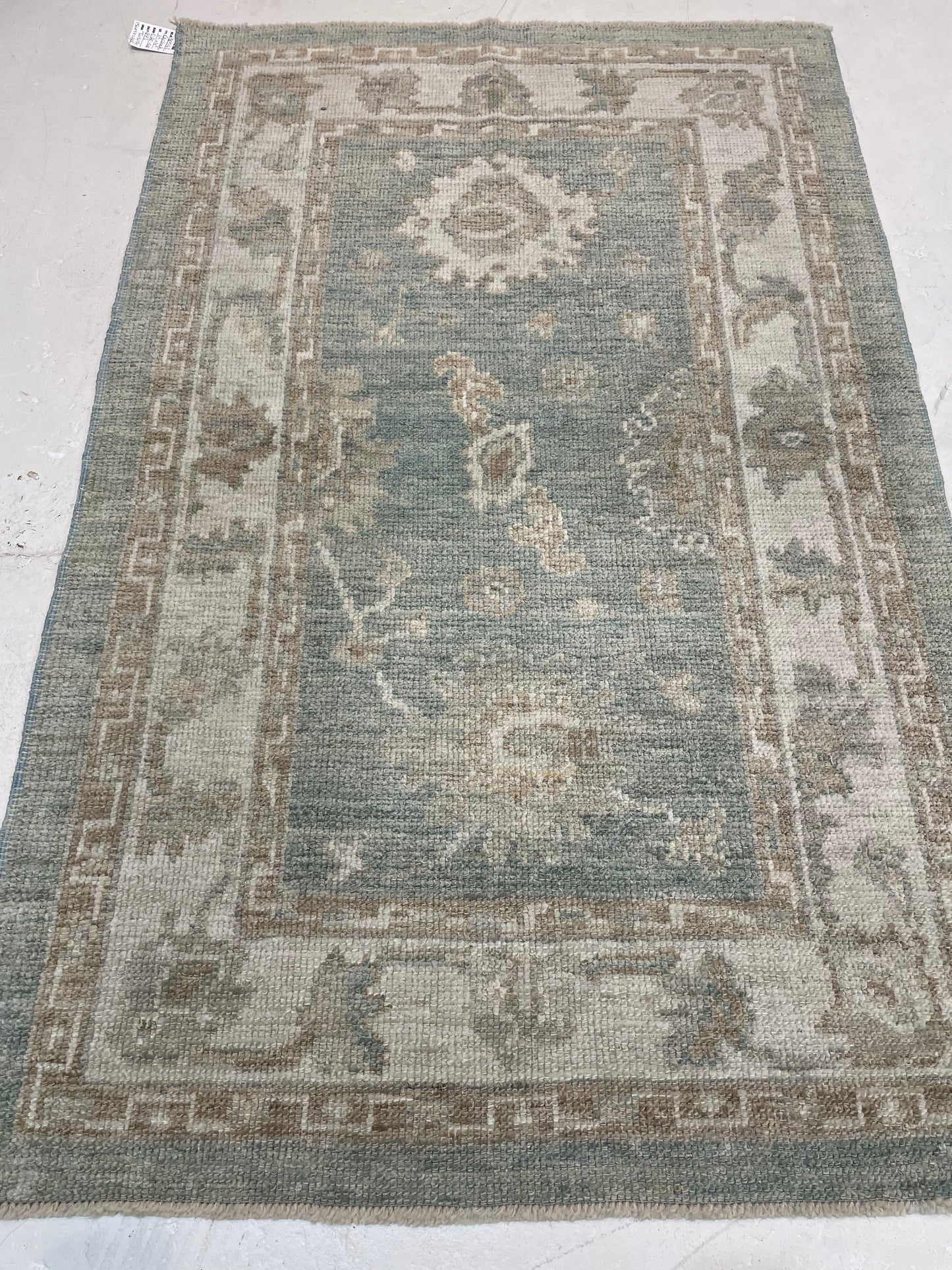 Hand-Knotted Wool Rug Turkish Oushak 3'2" x 4'11"