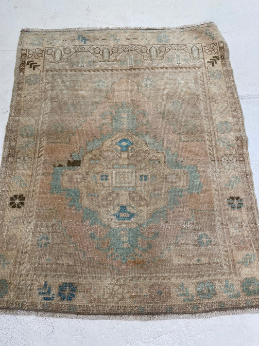 Hand-Knotted Wool Rug Turkish Oushak 2'4" x 3'