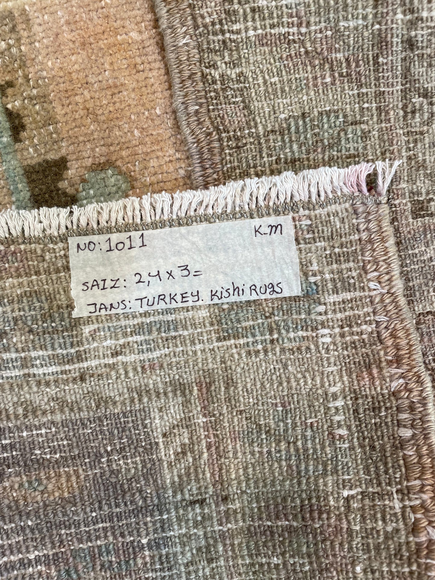 Hand-Knotted Wool Rug Turkish Oushak 2'4" x 3'