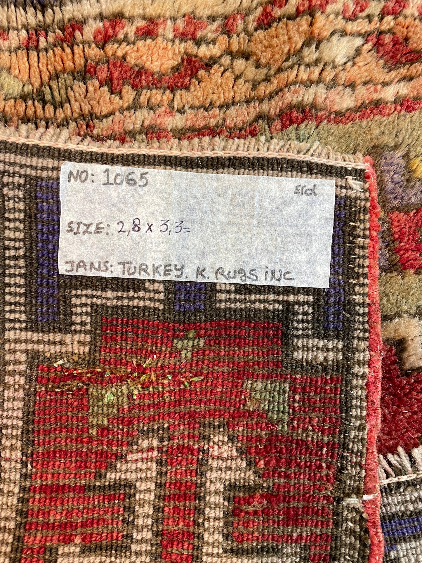 Hand-Knotted Wool Rug Turkish Oushak 2'8" x 3'3"