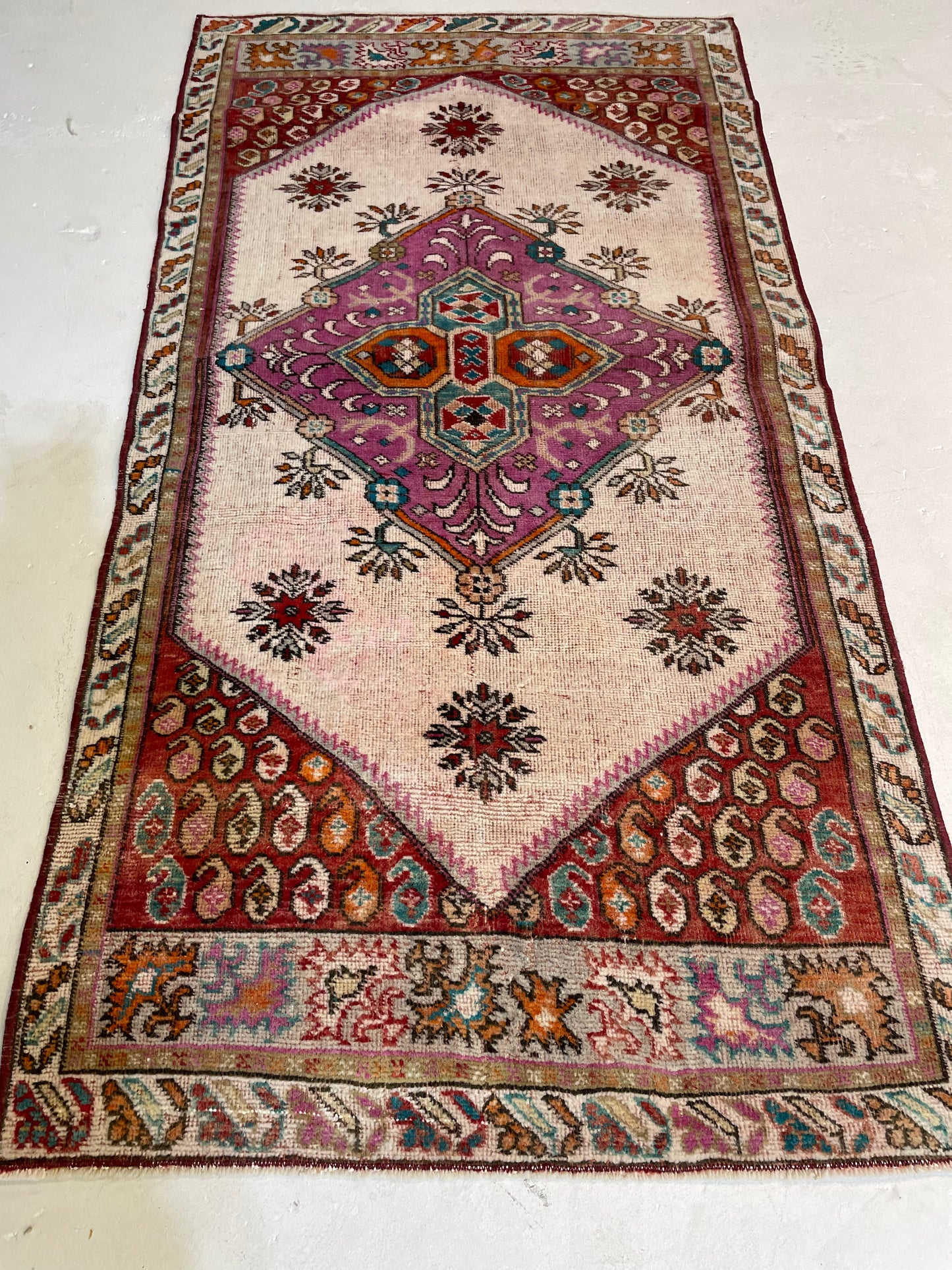 Hand-Knotted Wool Rug Turkish Oushak 2'6" x 4'11"