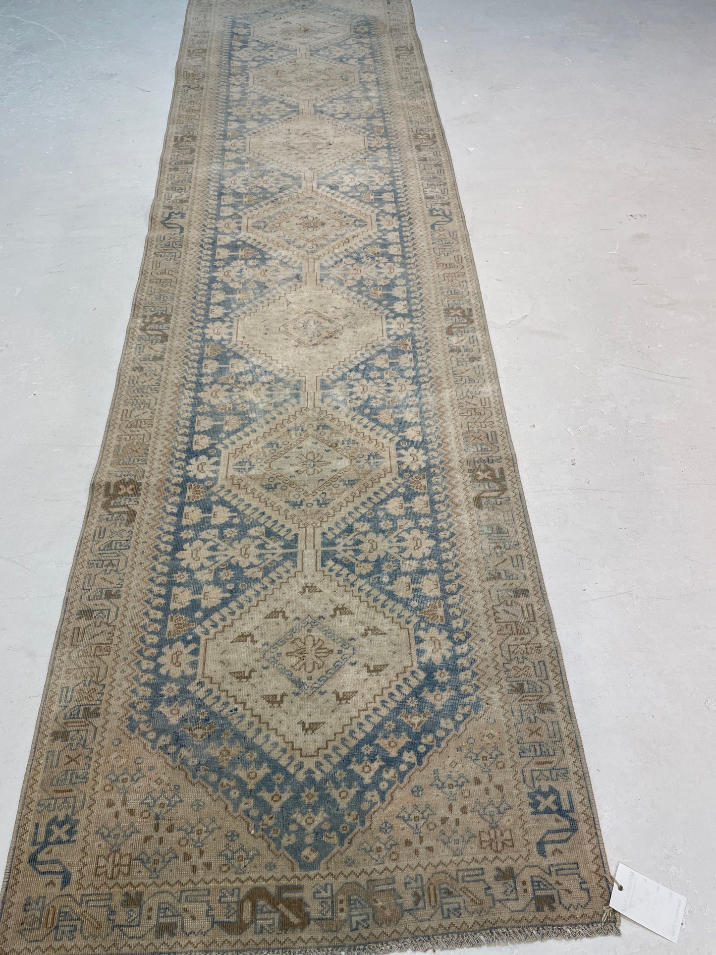 Hand-Knotted Wool Runner Turkish Oushak 2'6" x 9'7"