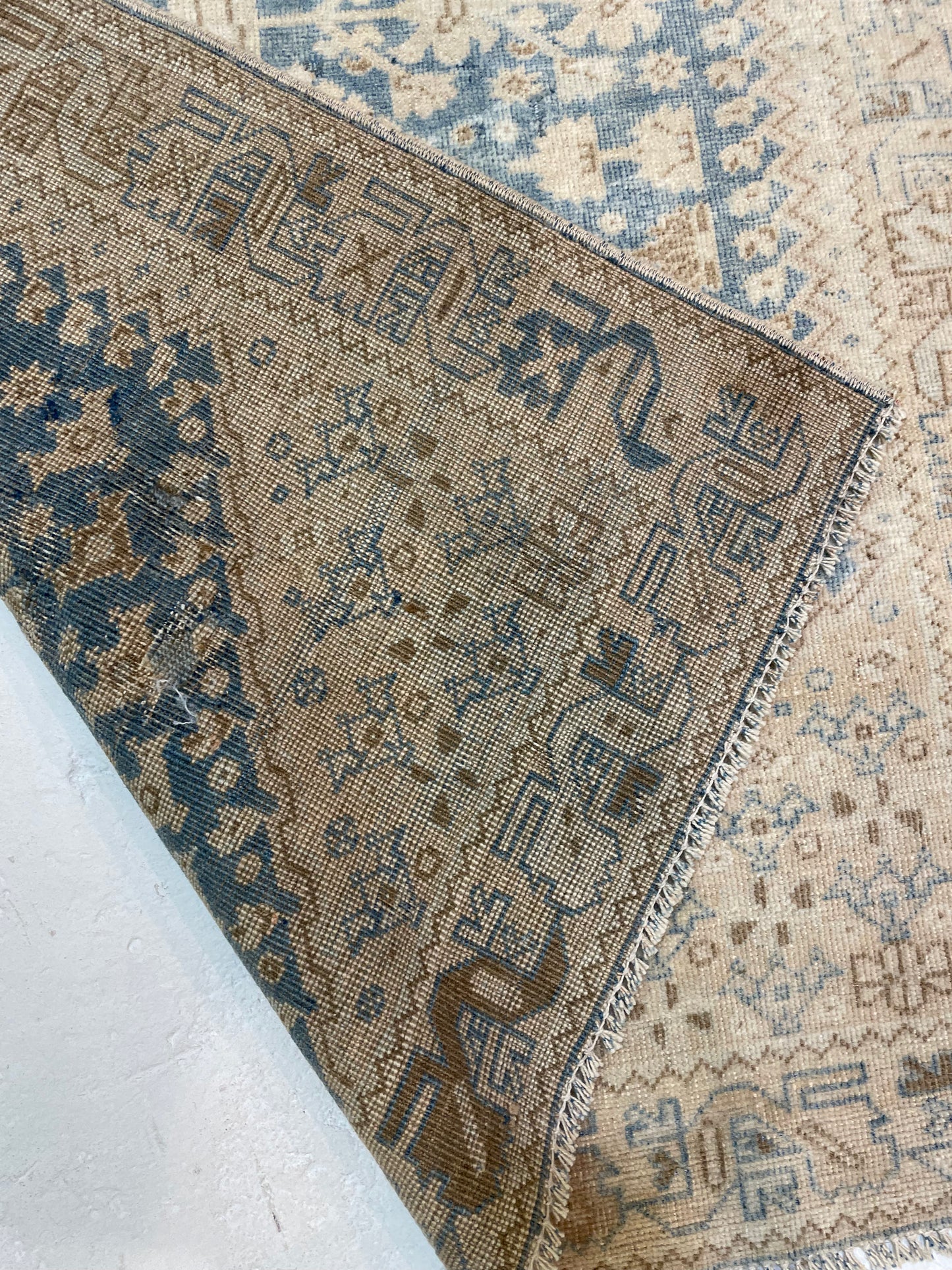 Hand-Knotted Wool Runner Turkish Oushak 2'6" x 9'7"
