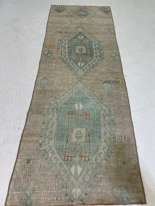 Hand-Knotted Wool Runner Turkish Oushak 2' x 5'7"