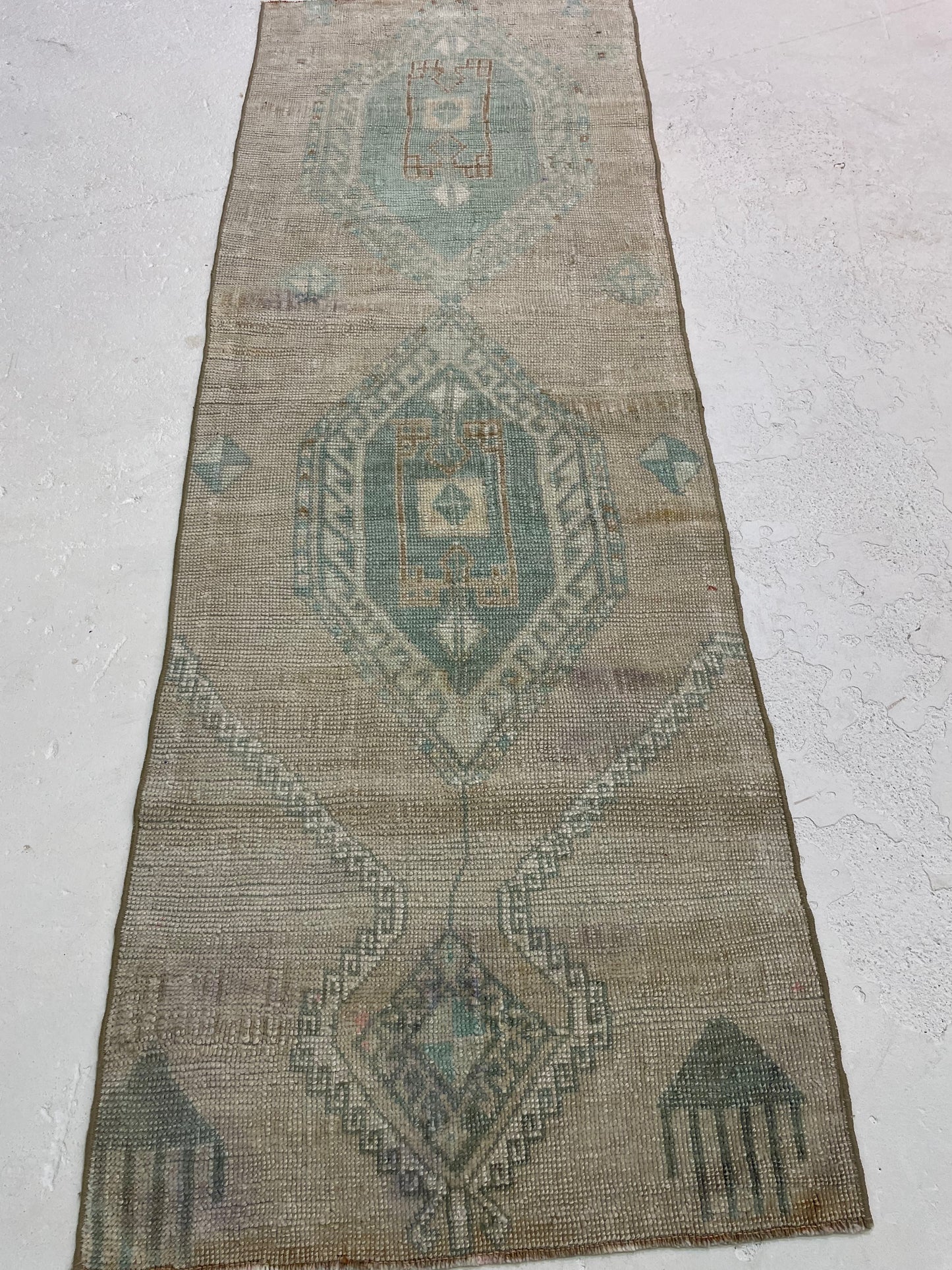 Hand-Knotted Wool Runner Turkish Oushak 2' x 5'7"