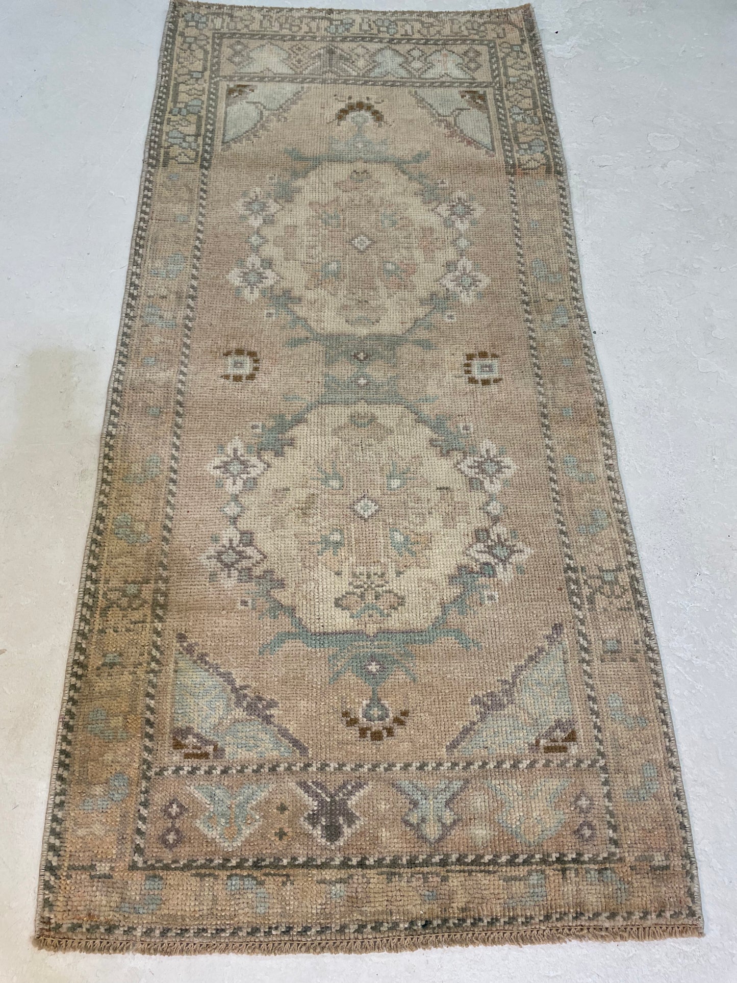 Hand-Knotted Wool Rug Turkish Oushak 1'10" x 3'11"