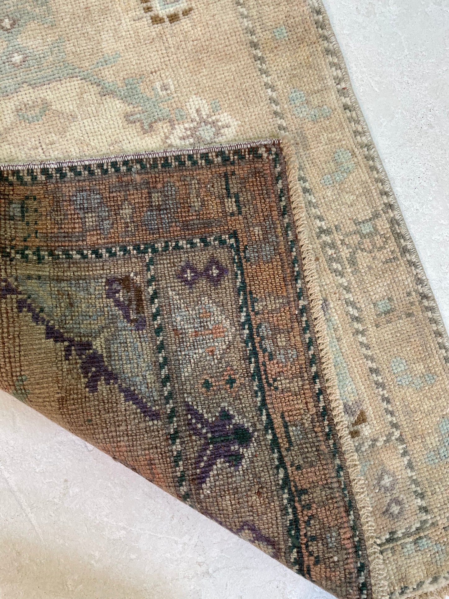 Hand-Knotted Wool Rug Turkish Oushak 1'10" x 3'11"