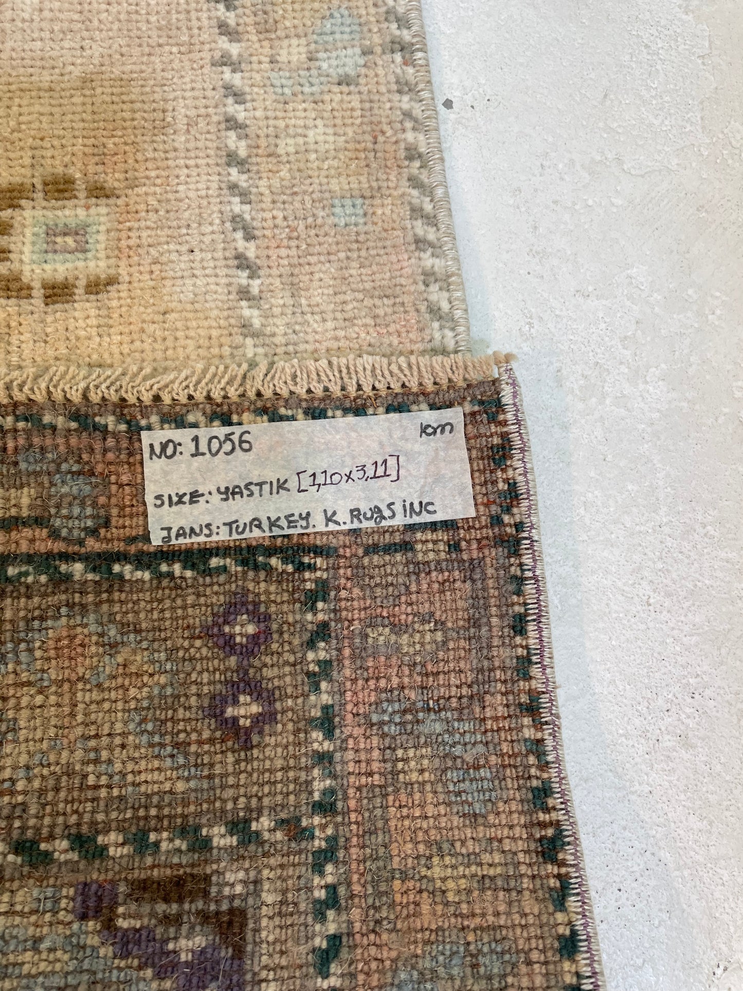 Hand-Knotted Wool Rug Turkish Oushak 1'10" x 3'11"