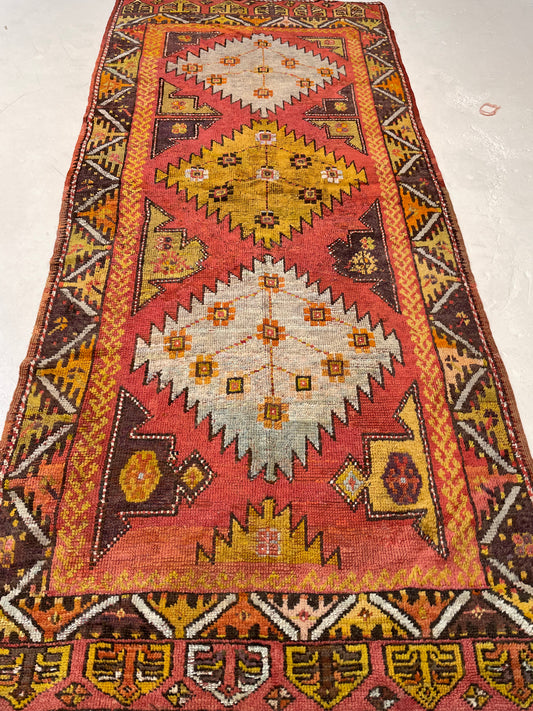 Hand-Knotted Wool Gallery Size Turkish Oushak 3'7" x 8'1"
