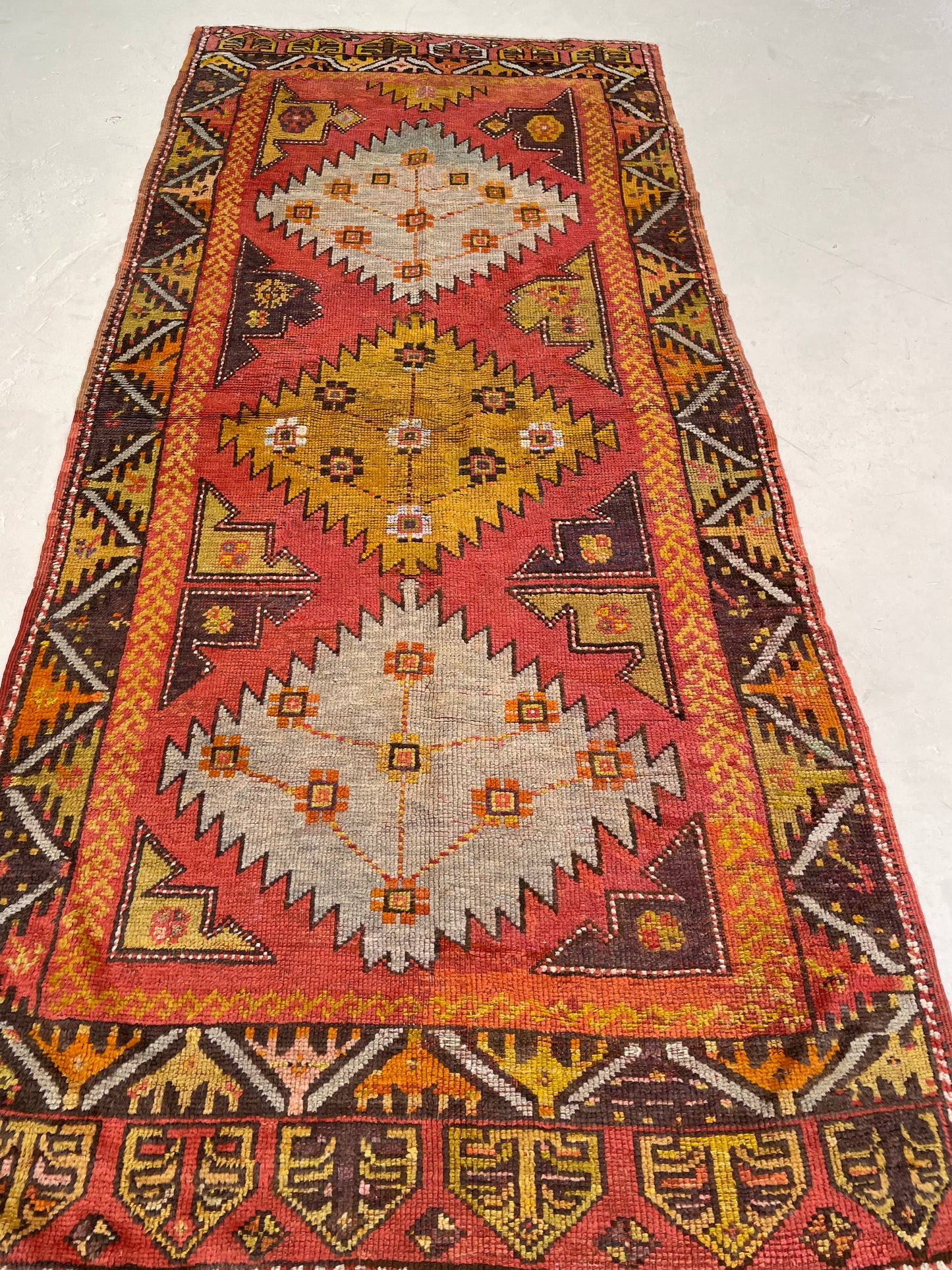 Hand-Knotted Wool Gallery Size Turkish Oushak 3'7" x 8'1"