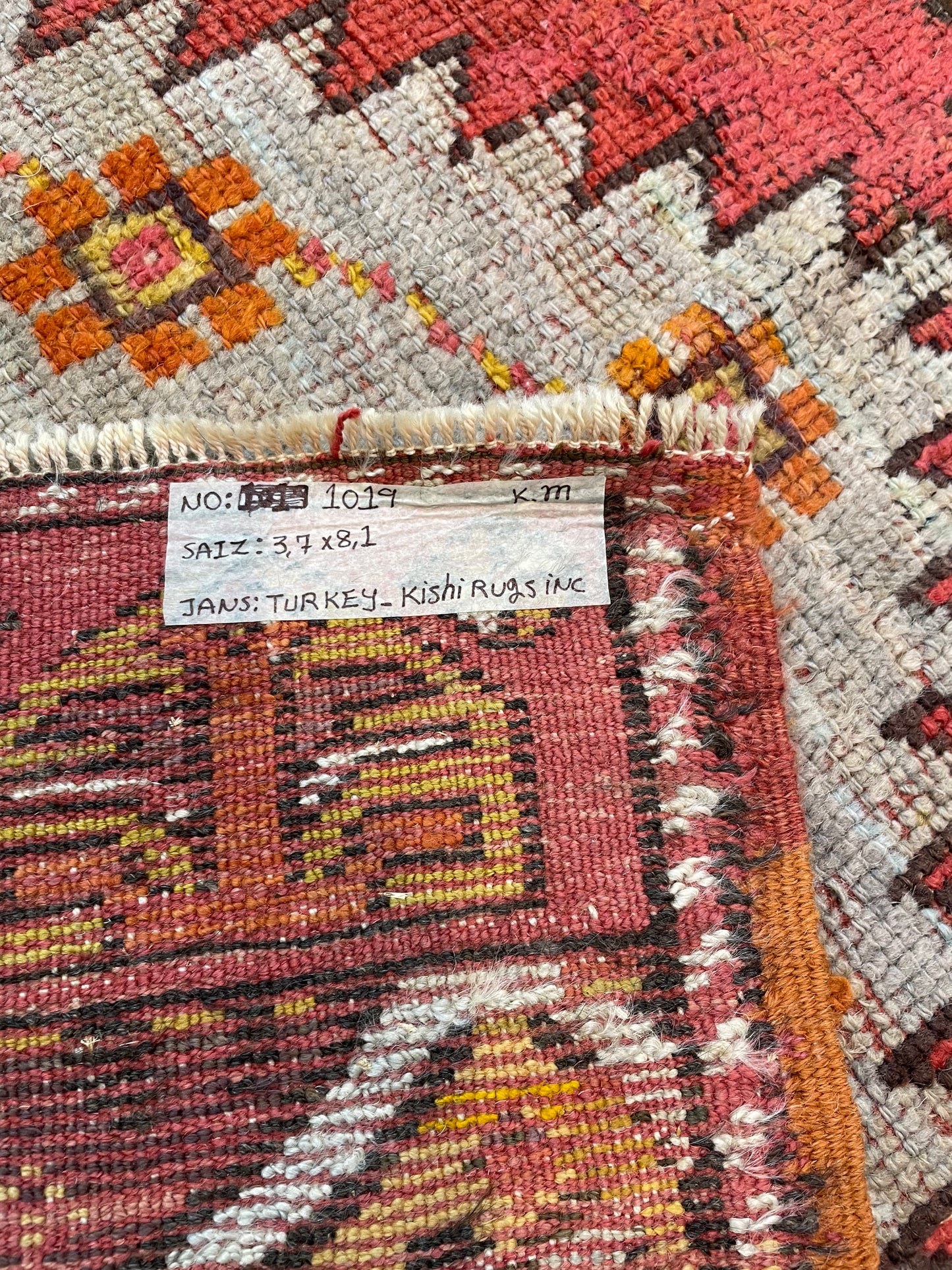 Hand-Knotted Wool Gallery Size Turkish Oushak 3'7" x 8'1"