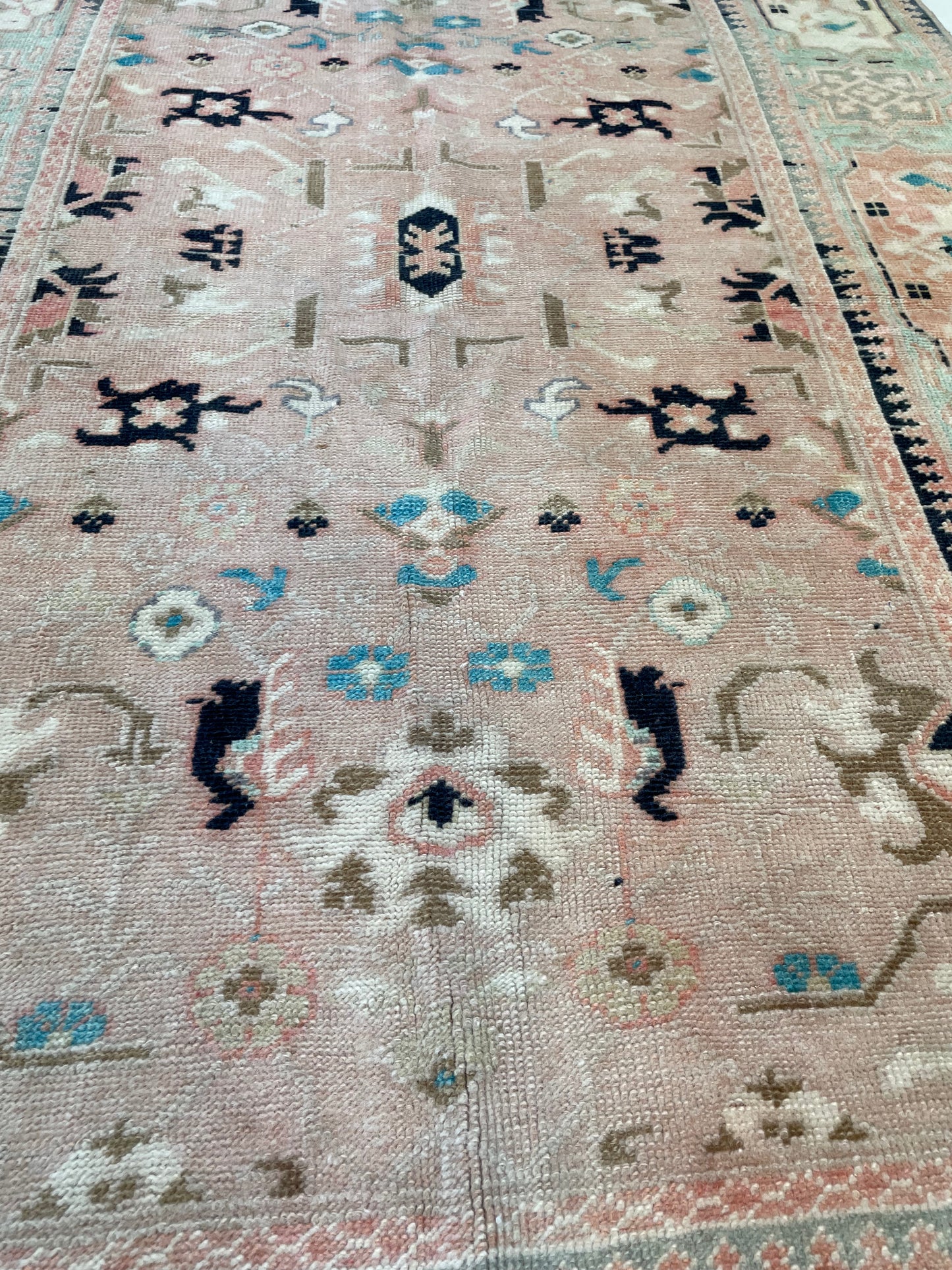 Hand-Knotted Wool Rug Turkish Oushak 3'5" x 5'7"