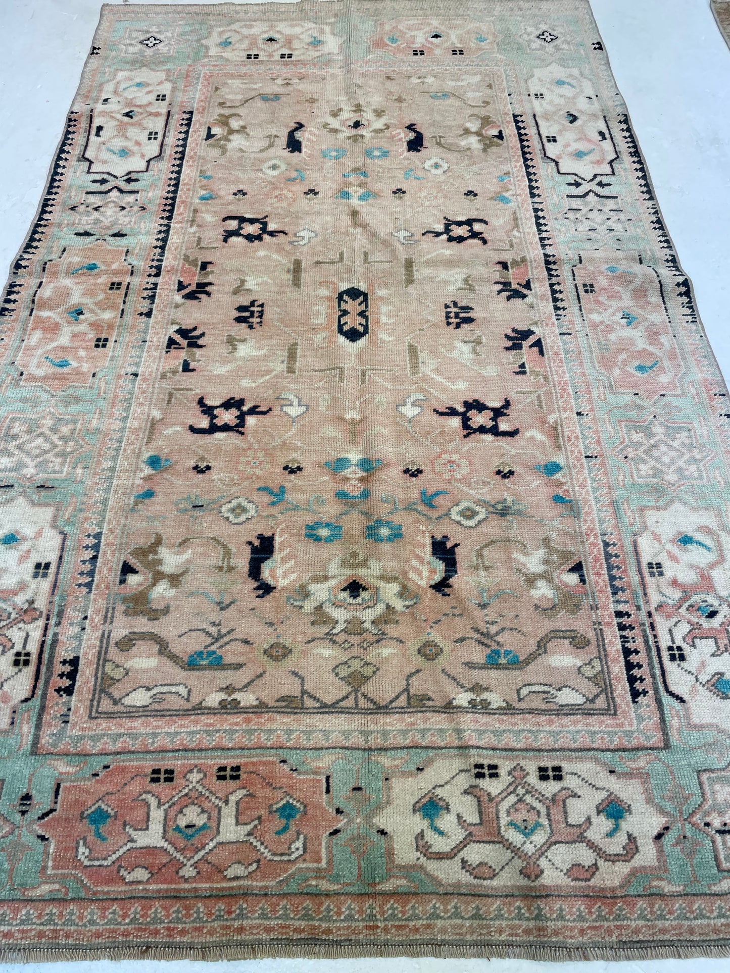 Hand-Knotted Wool Rug Turkish Oushak 3'5" x 5'7"